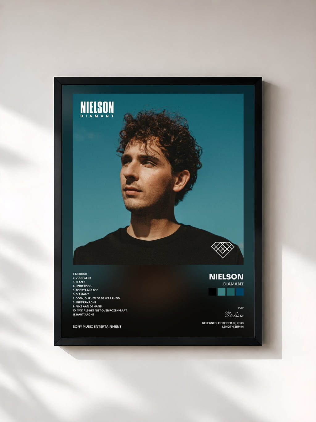 #noir Tableau de l'album Diamant de Nielson, cadre noir, imprimé et encadré en France