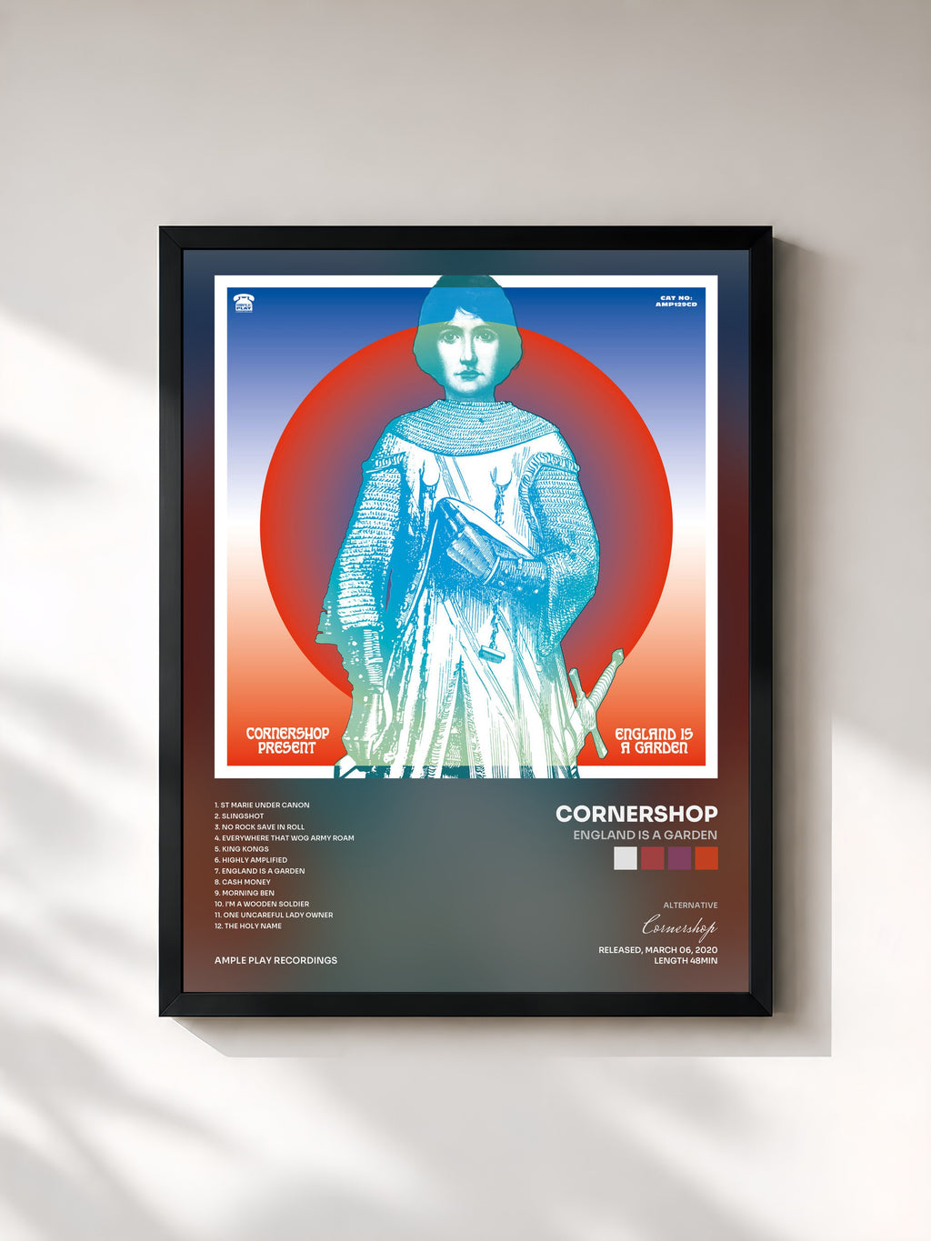 #noir Tableau de l'album England is a Garden de Cornershop, cadre noir, imprimé et encadré en France