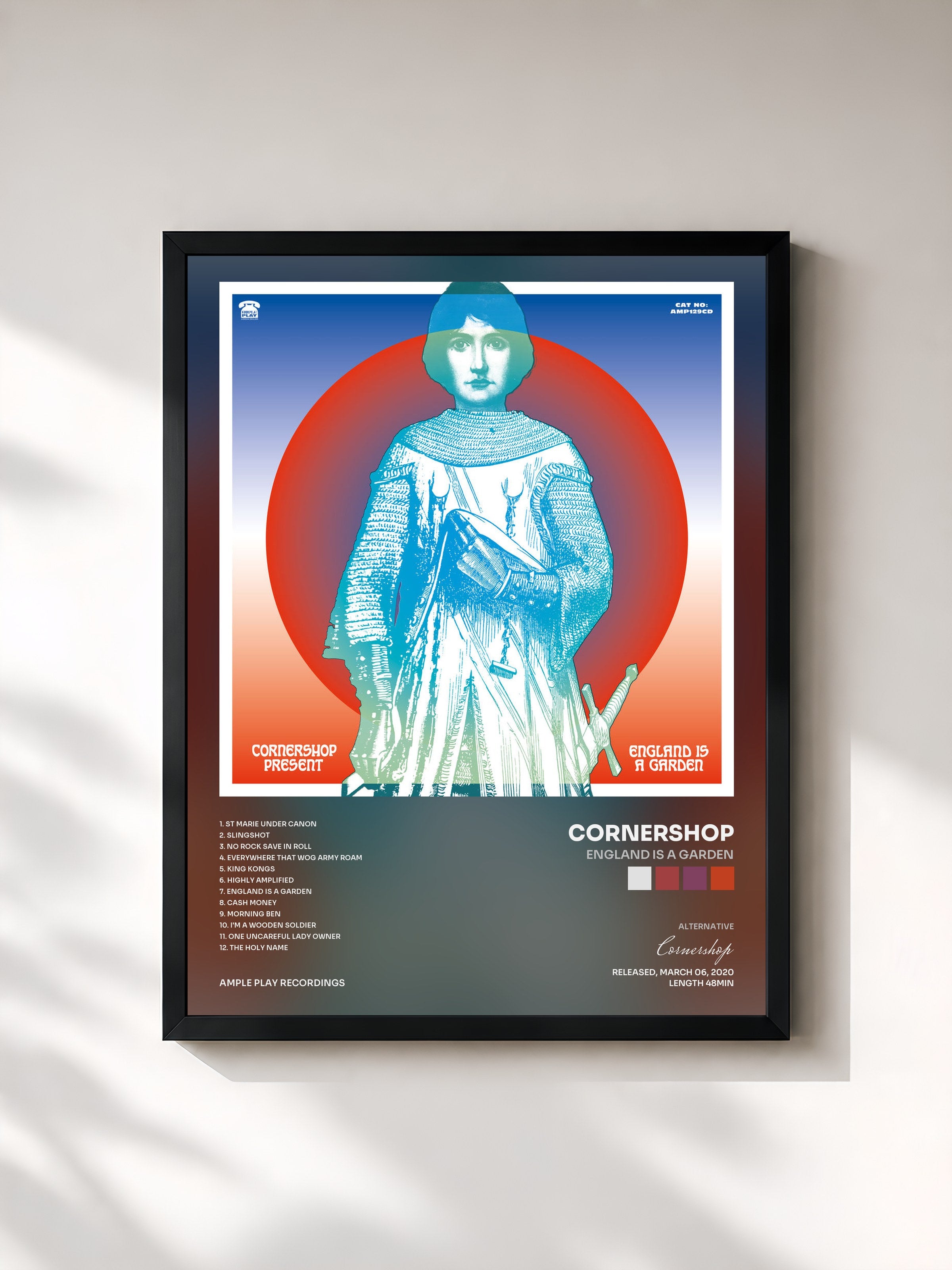 #noir Tableau de l'album England is a Garden de Cornershop, cadre noir, imprimé et encadré en France