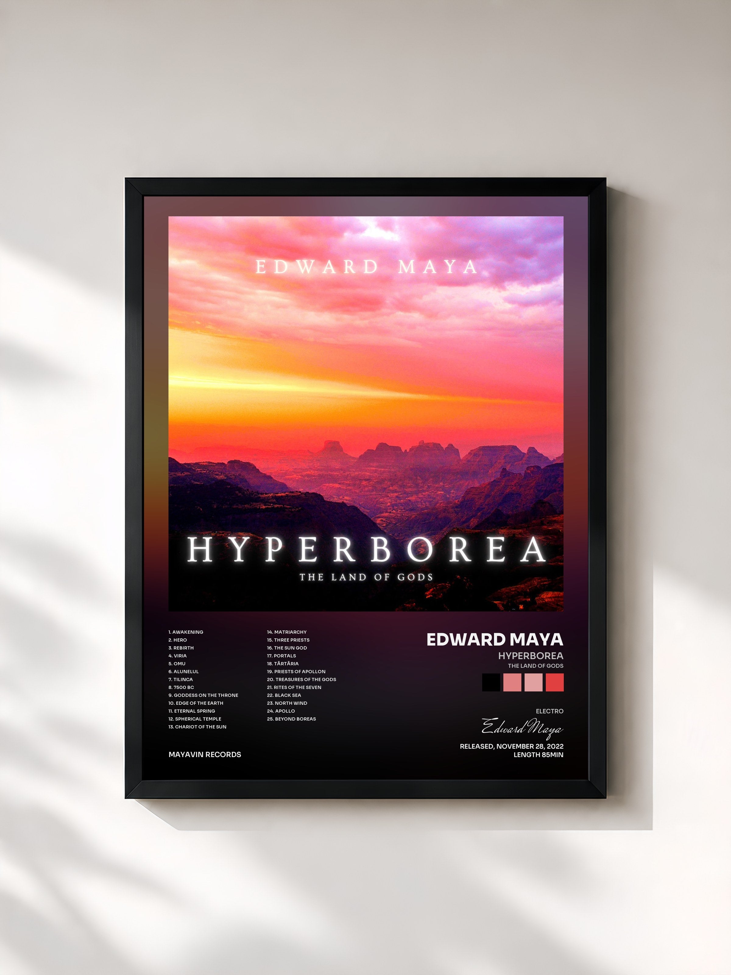 #noir Tableau de l'album Hyperborea (The Land of Gods) de Edward Maya, cadre noir, imprimé et encadré en France