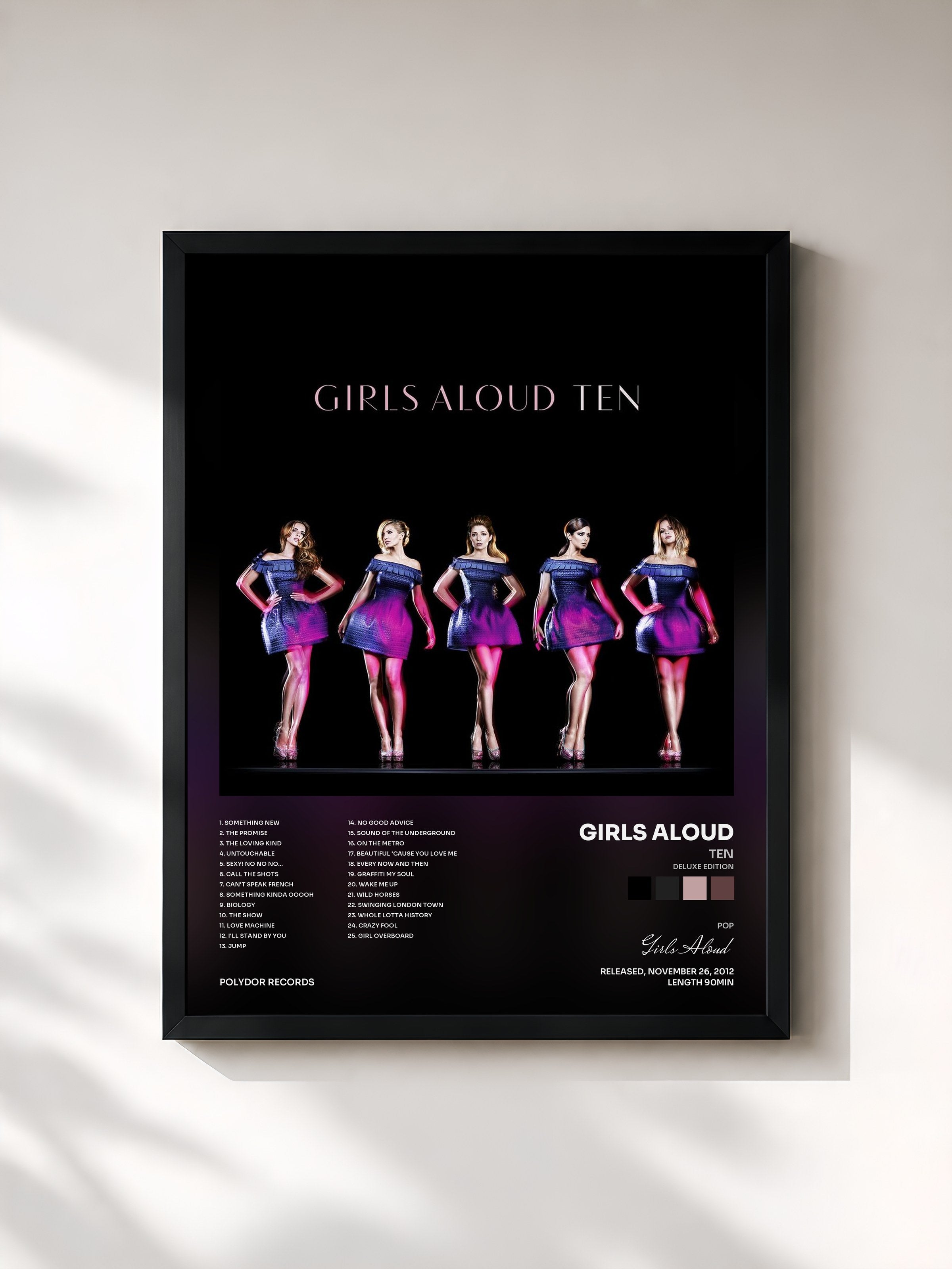 #noir Tableau de l'album Ten (Deluxe Edition) de Girls Aloud, cadre noir, imprimé et encadré en France