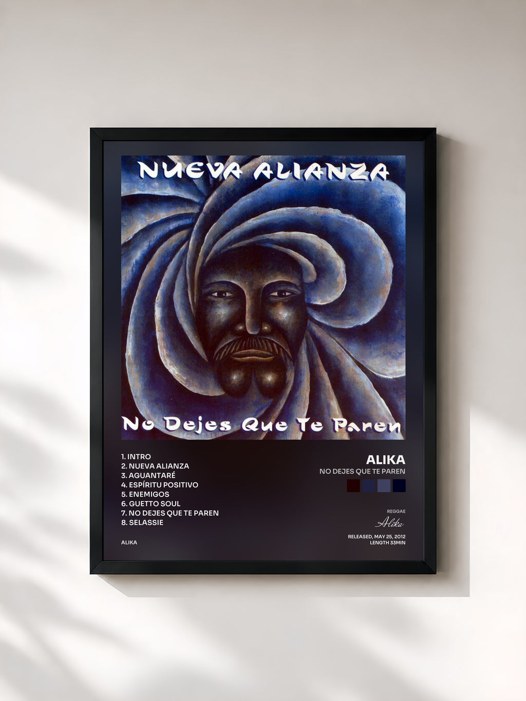#noir Tableau de l'album No Dejes Que Te Paren de Alika, cadre noir, imprimé et encadré en France
