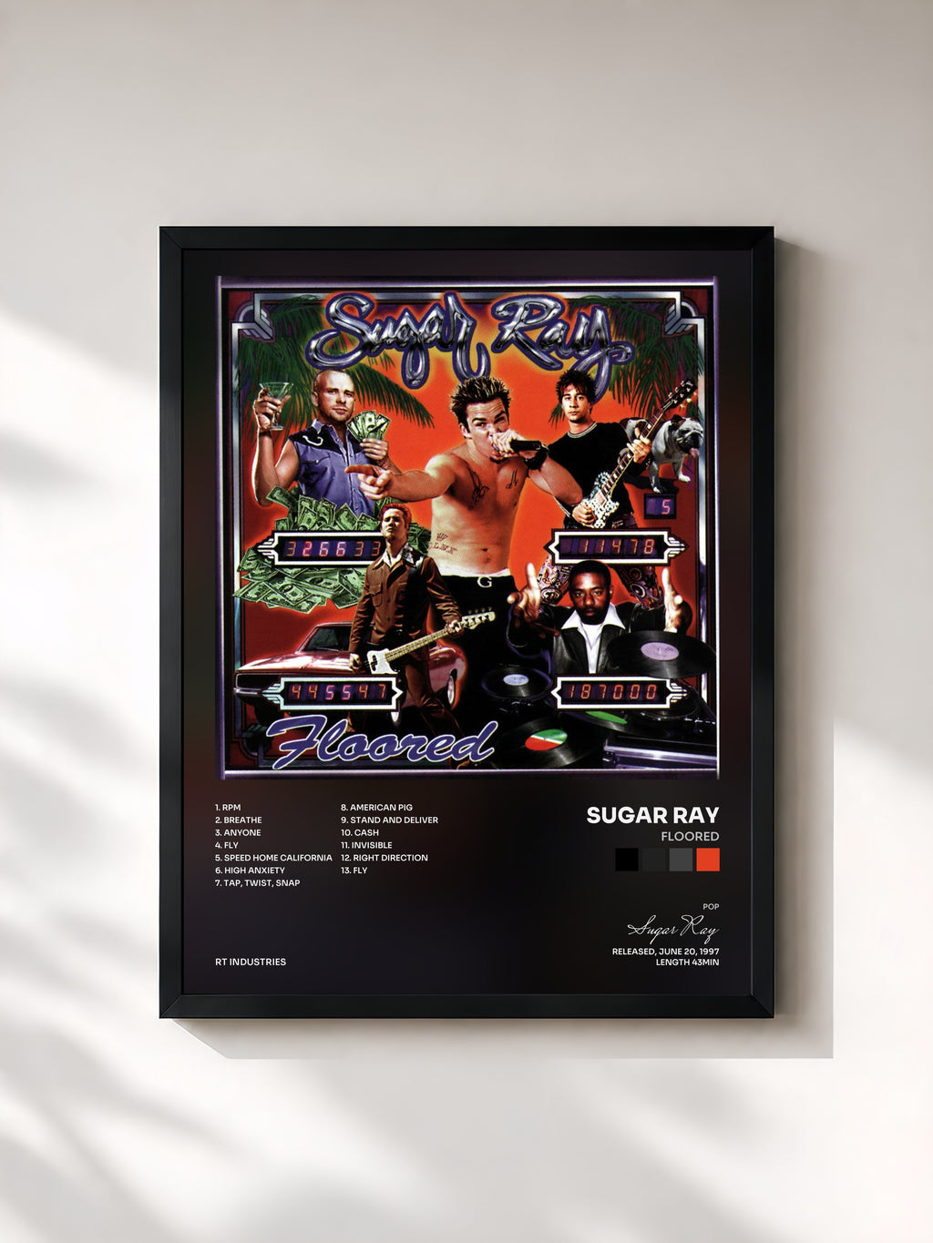 #noir Tableau de l'album Floored de Sugar Ray, cadre noir, imprimé et encadré en France