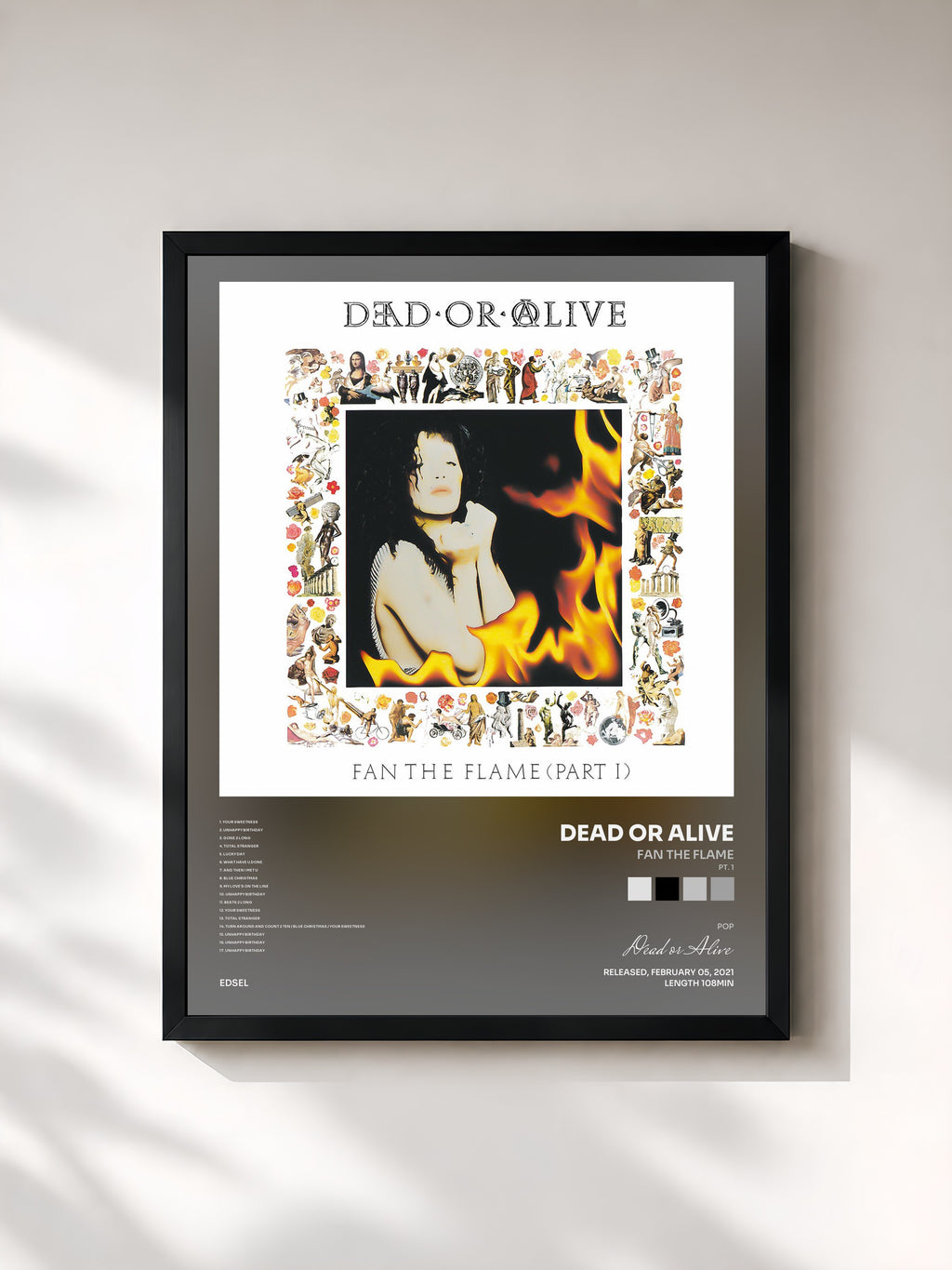 #noir Tableau de l'album Fan the Flame (Pt. 1) [Invincible Edition] de Dead or Alive, cadre noir, imprimé et encadré en France