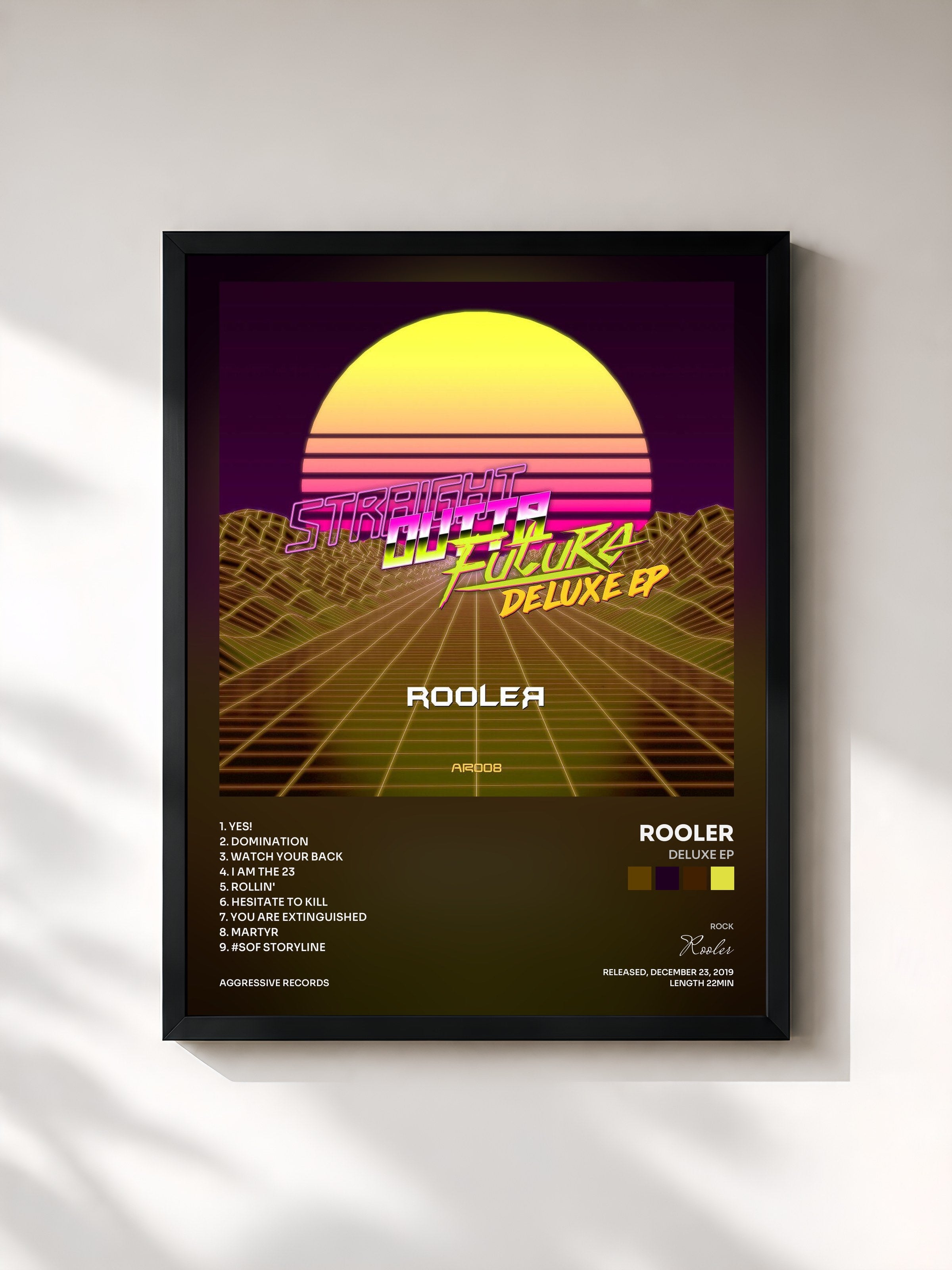 #noir Tableau de l'album Deluxe EP de Rooler, cadre noir, imprimé et encadré en France