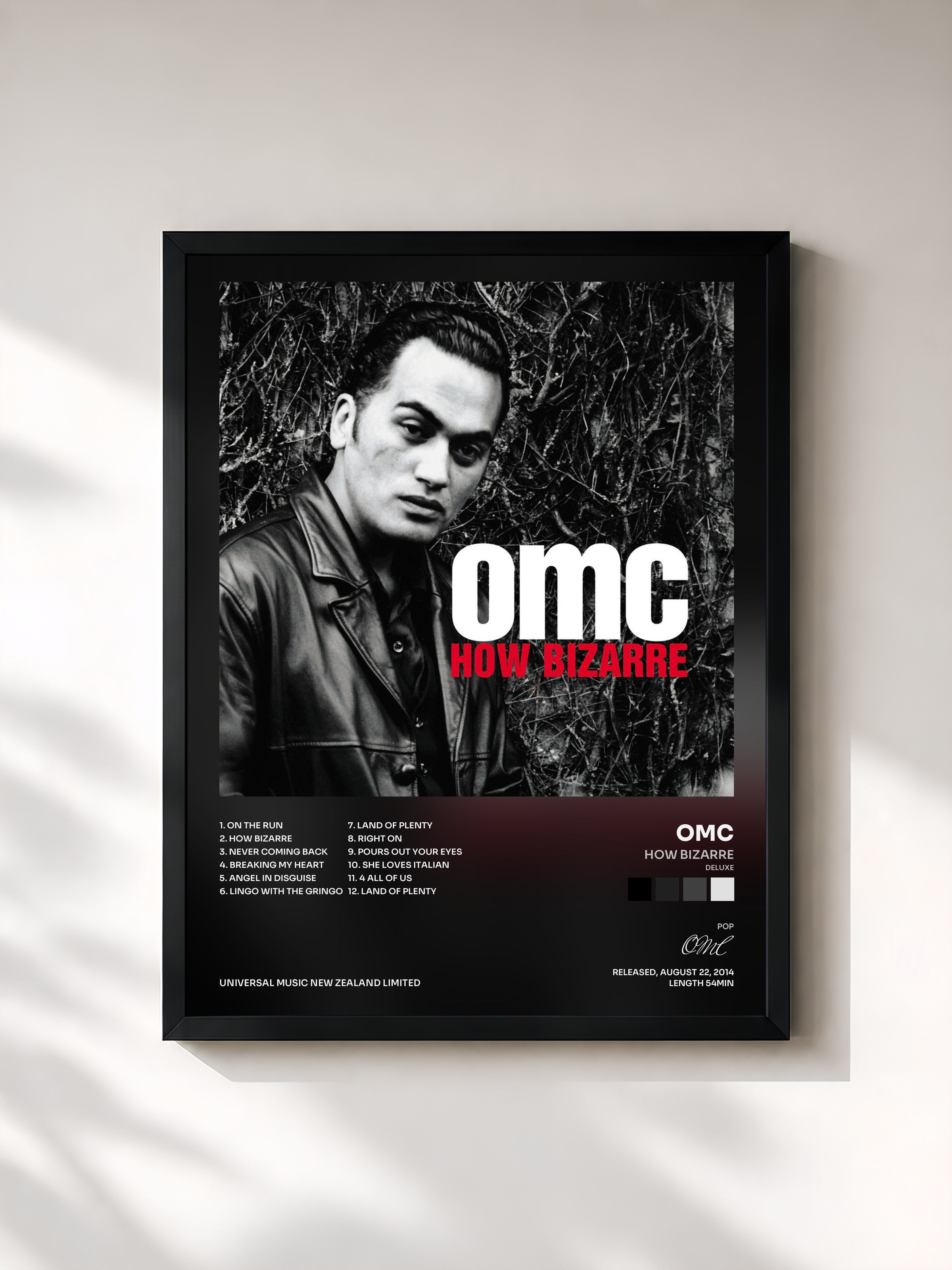 #noir Tableau de l'album How Bizarre (Deluxe) de OMC, cadre noir, imprimé et encadré en France