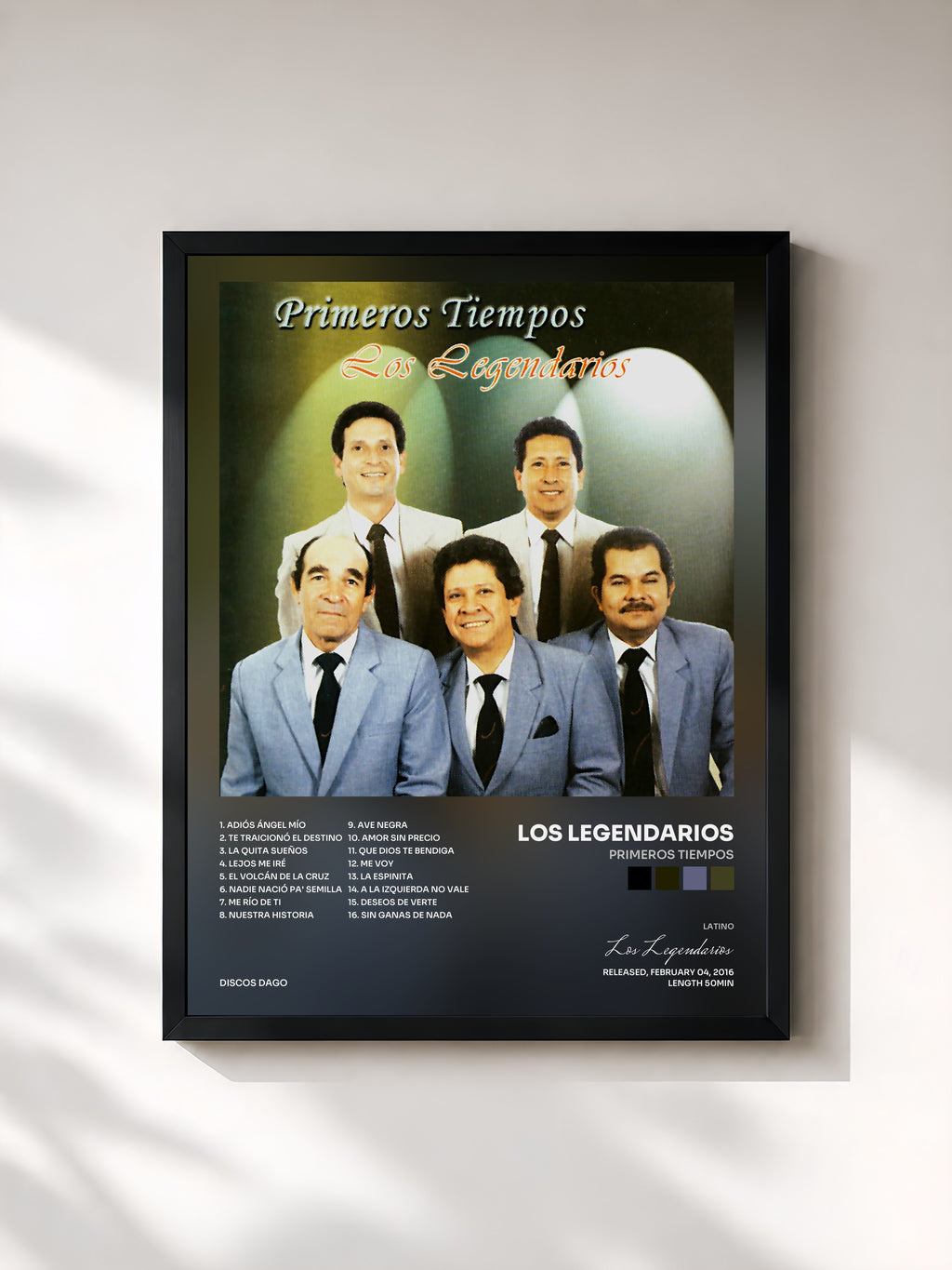 #noir Tableau de l'album Primeros Tiempos de Los Legendarios, cadre noir, imprimé et encadré en France