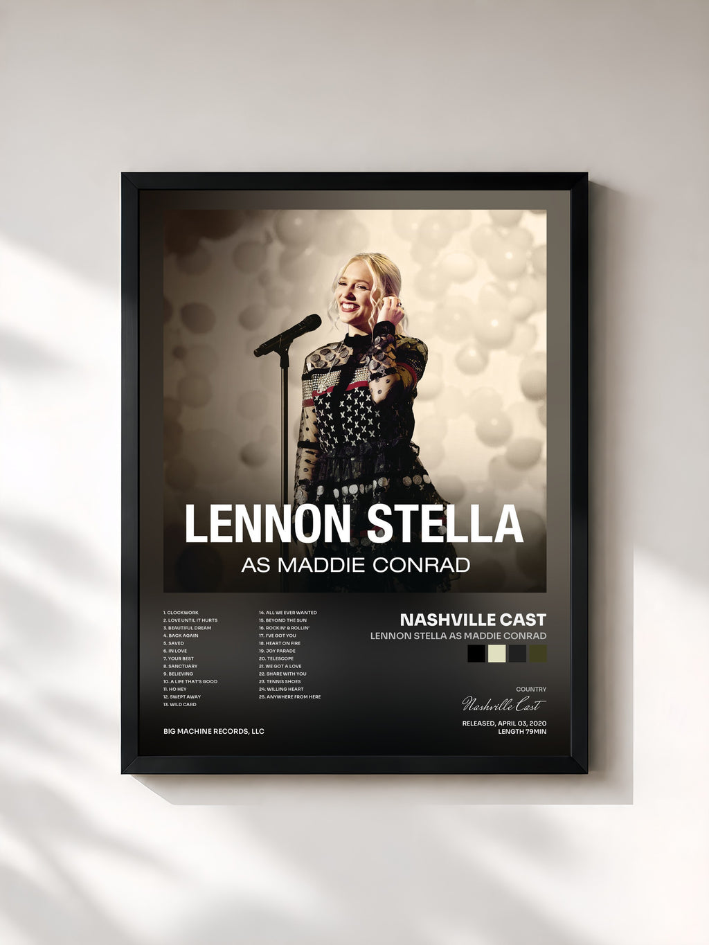 #noir Tableau de l'album Lennon Stella As Maddie Conrad de Nashville Cast, cadre noir, imprimé et encadré en France
