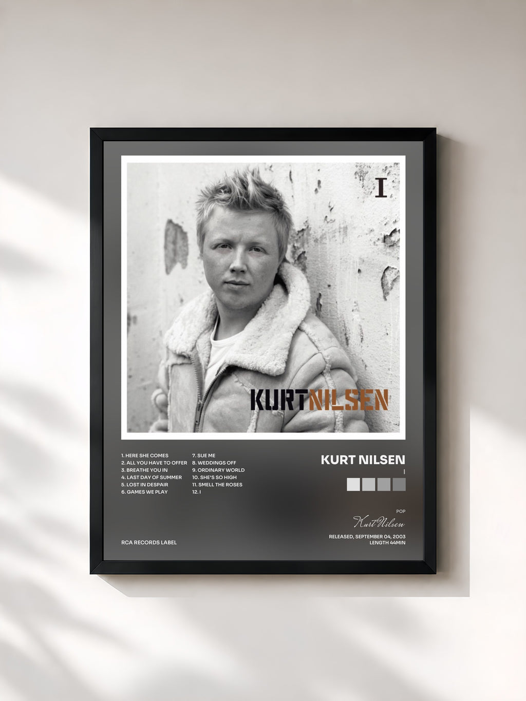 #noir Tableau de l'album I de Kurt Nilsen, cadre noir, imprimé et encadré en France