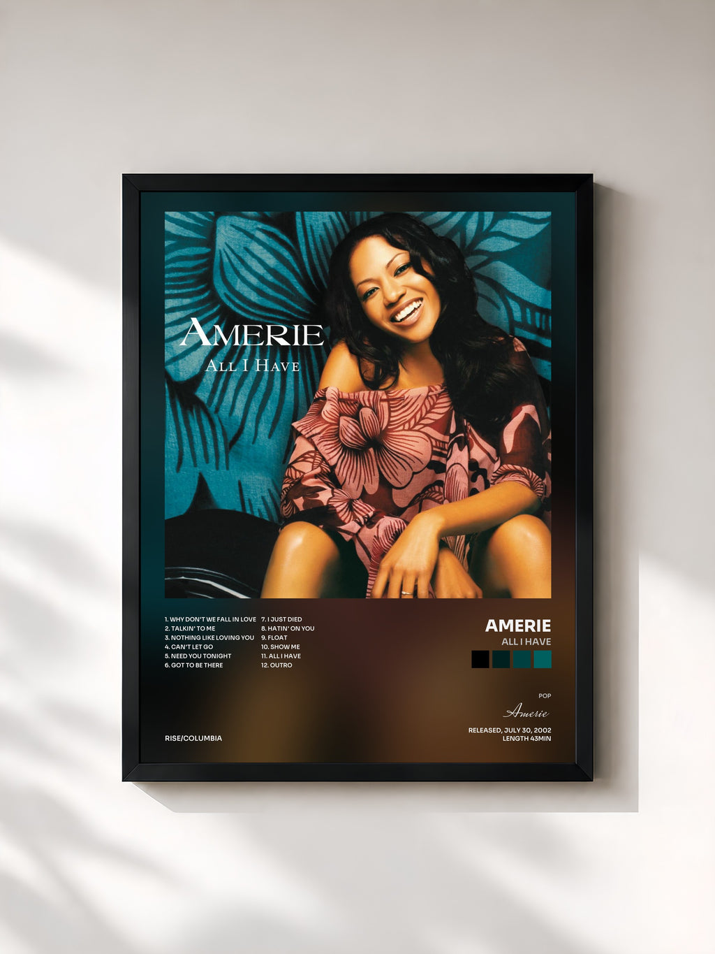#noir Tableau de l'album All I Have de Amerie, cadre noir, imprimé et encadré en France