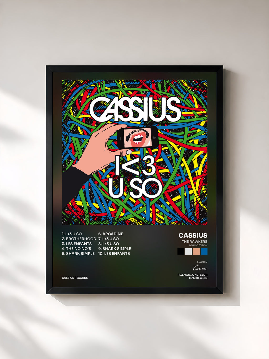 #noir Tableau de l'album The Rawkers (I <3 U SO Edition) de Cassius, cadre noir, imprimé et encadré en France