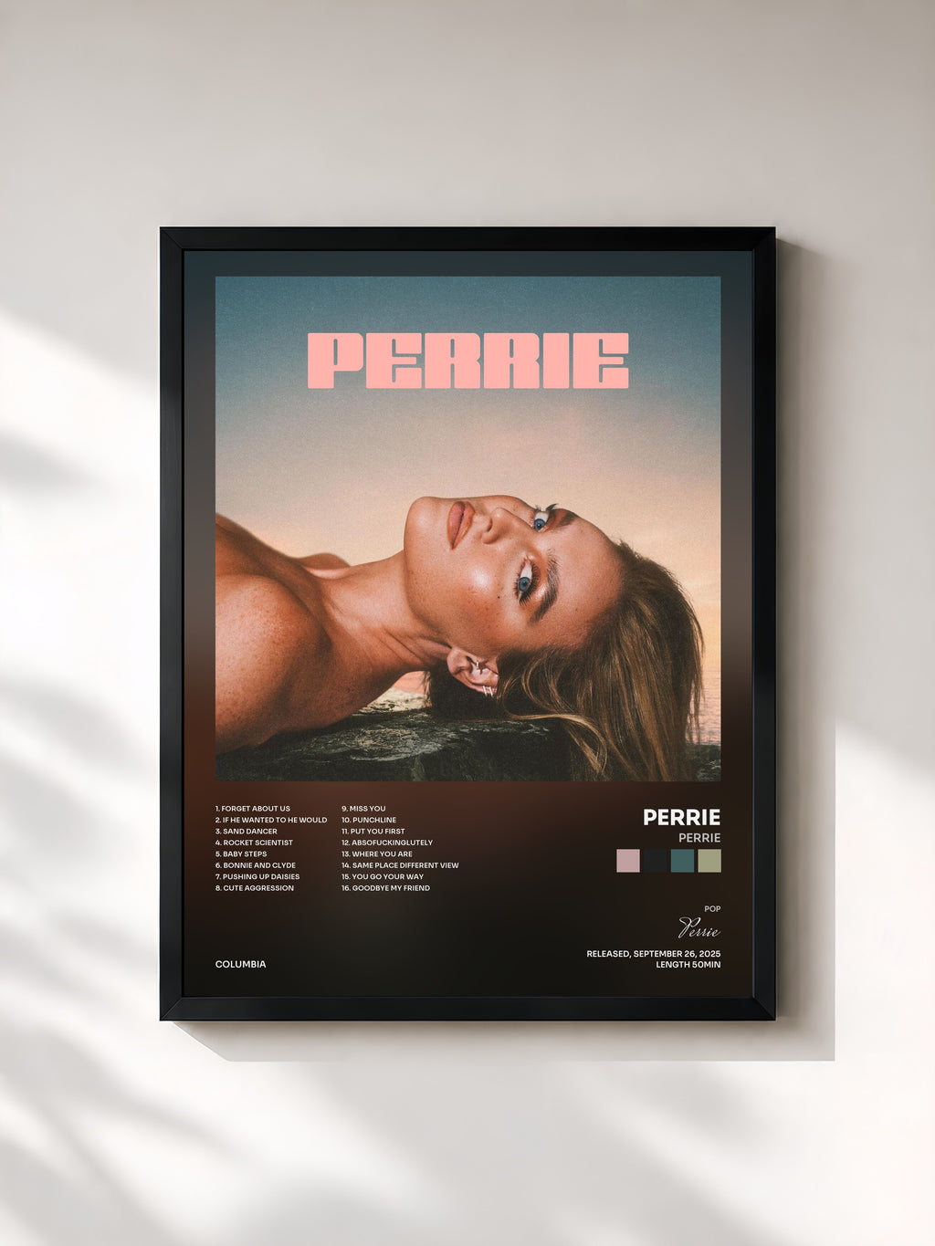 #noir Tableau de l'album Perrie de Perrie, cadre noir, imprimé et encadré en France