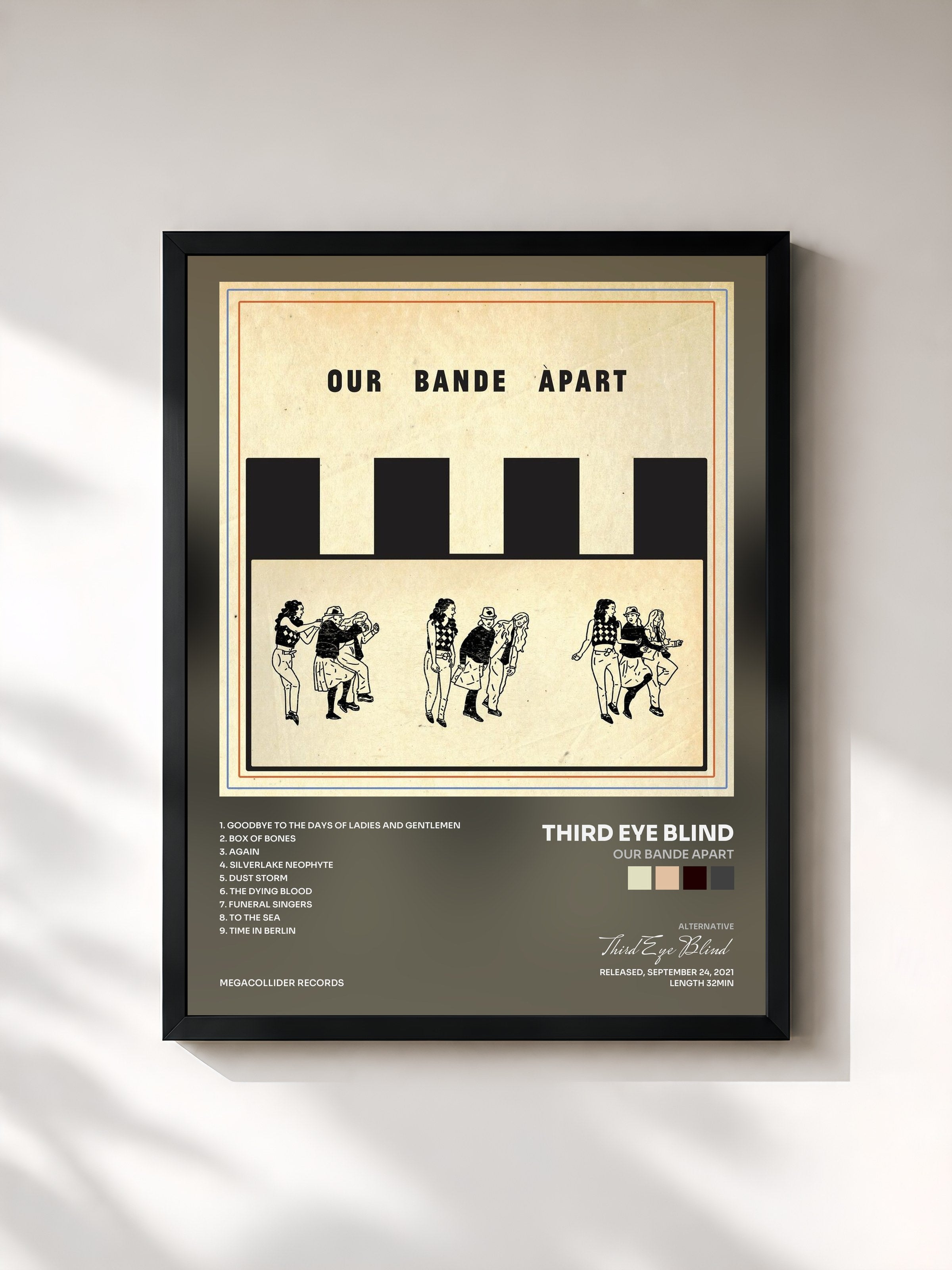 #noir Tableau de l'album Our Bande Apart de Third Eye Blind, cadre noir, imprimé et encadré en France