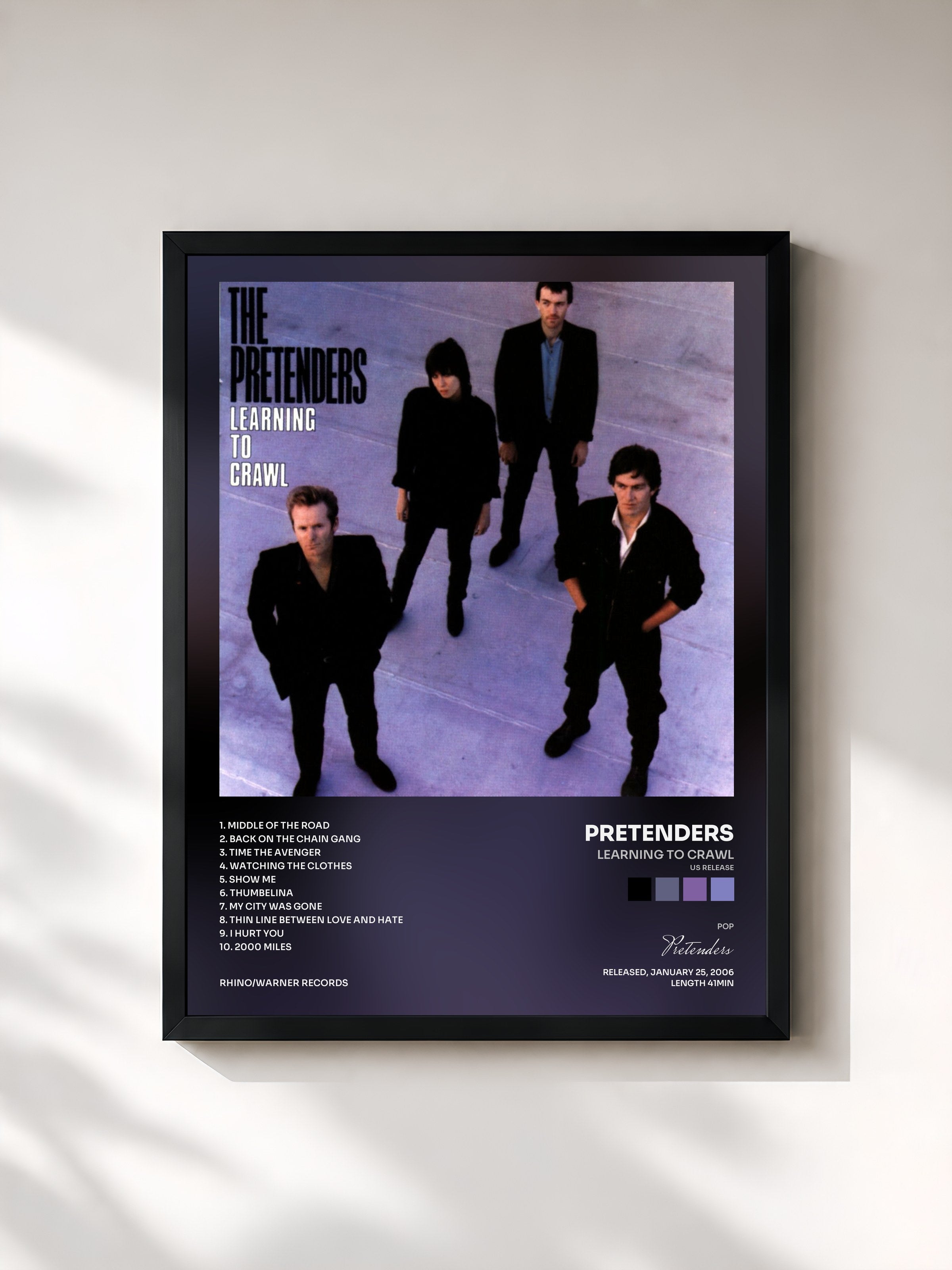 #noir Tableau de l'album Learning to Crawl (US Release) de Pretenders, cadre noir, imprimé et encadré en France
