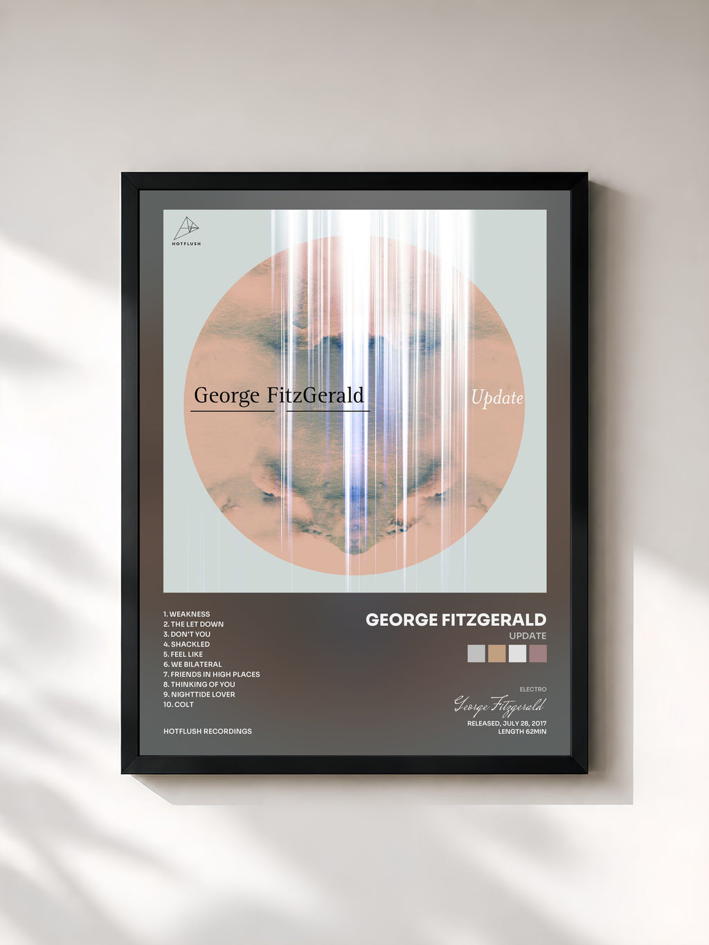 #noir Tableau de l'album Update de George Fitzgerald, cadre noir, imprimé et encadré en France