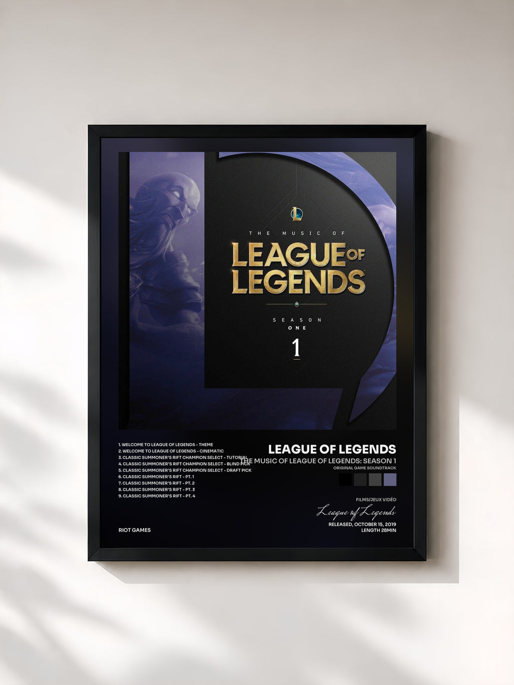 #noir The Music of League of Legends: Season 1 (Original Game Soundtrack) von League of Legends als gerahmter Kunstdruck, schwarzer Rahmen, gedruckt und gerahmt in Frankreich