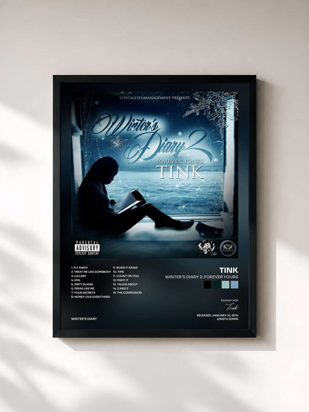 #noir Tableau de l'album Winter's Diary 2: Forever Yours de Tink, cadre noir, imprimé et encadré en France