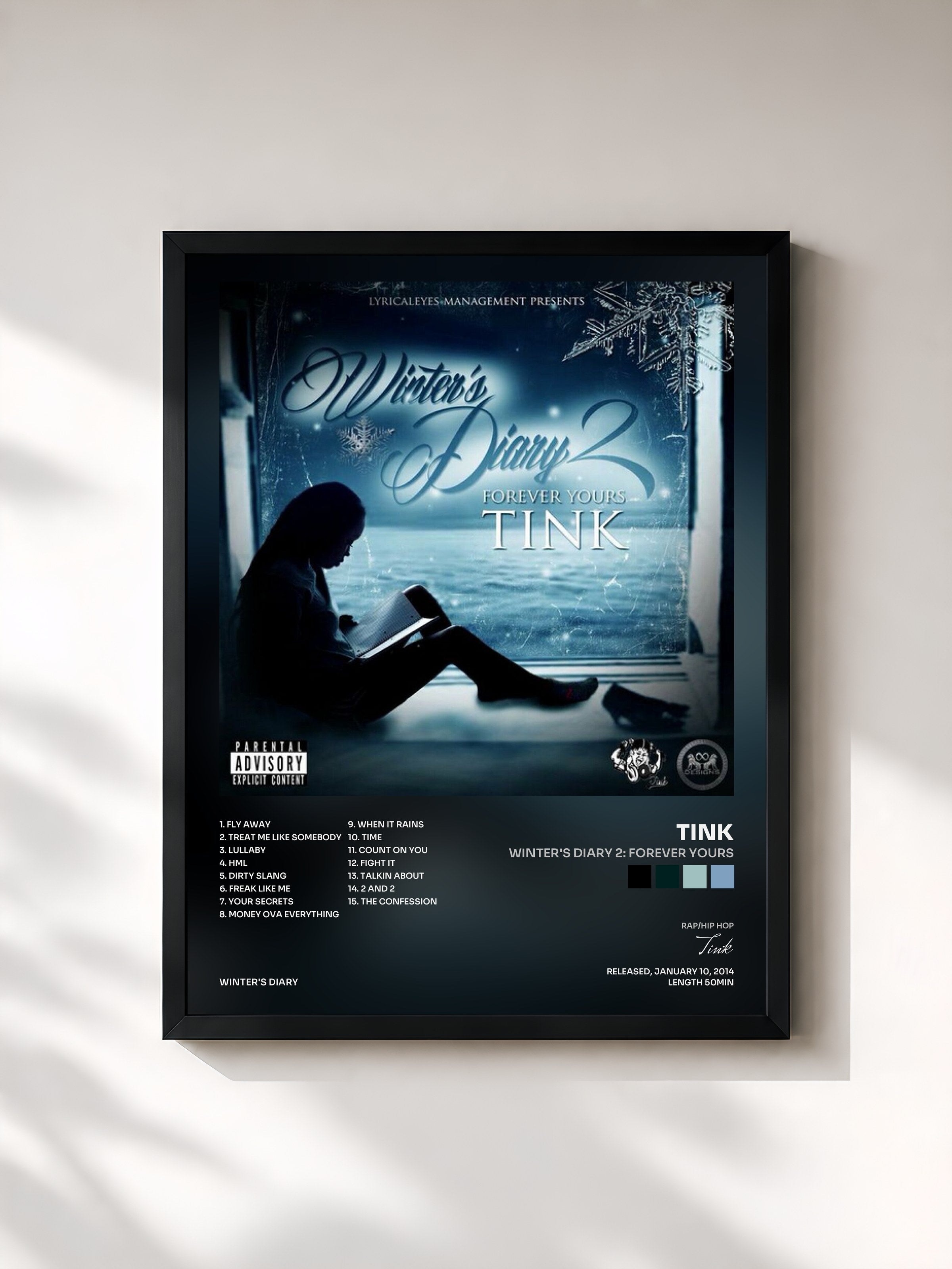 #noir Tableau de l'album Winter's Diary 2: Forever Yours de Tink, cadre noir, imprimé et encadré en France