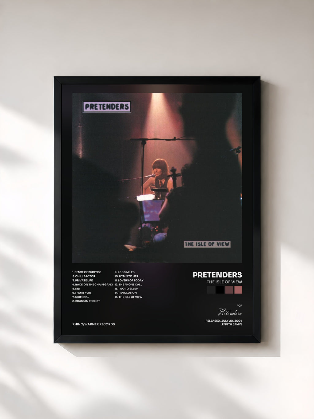 #noir Tableau de l'album The Isle of View de Pretenders, cadre noir, imprimé et encadré en France