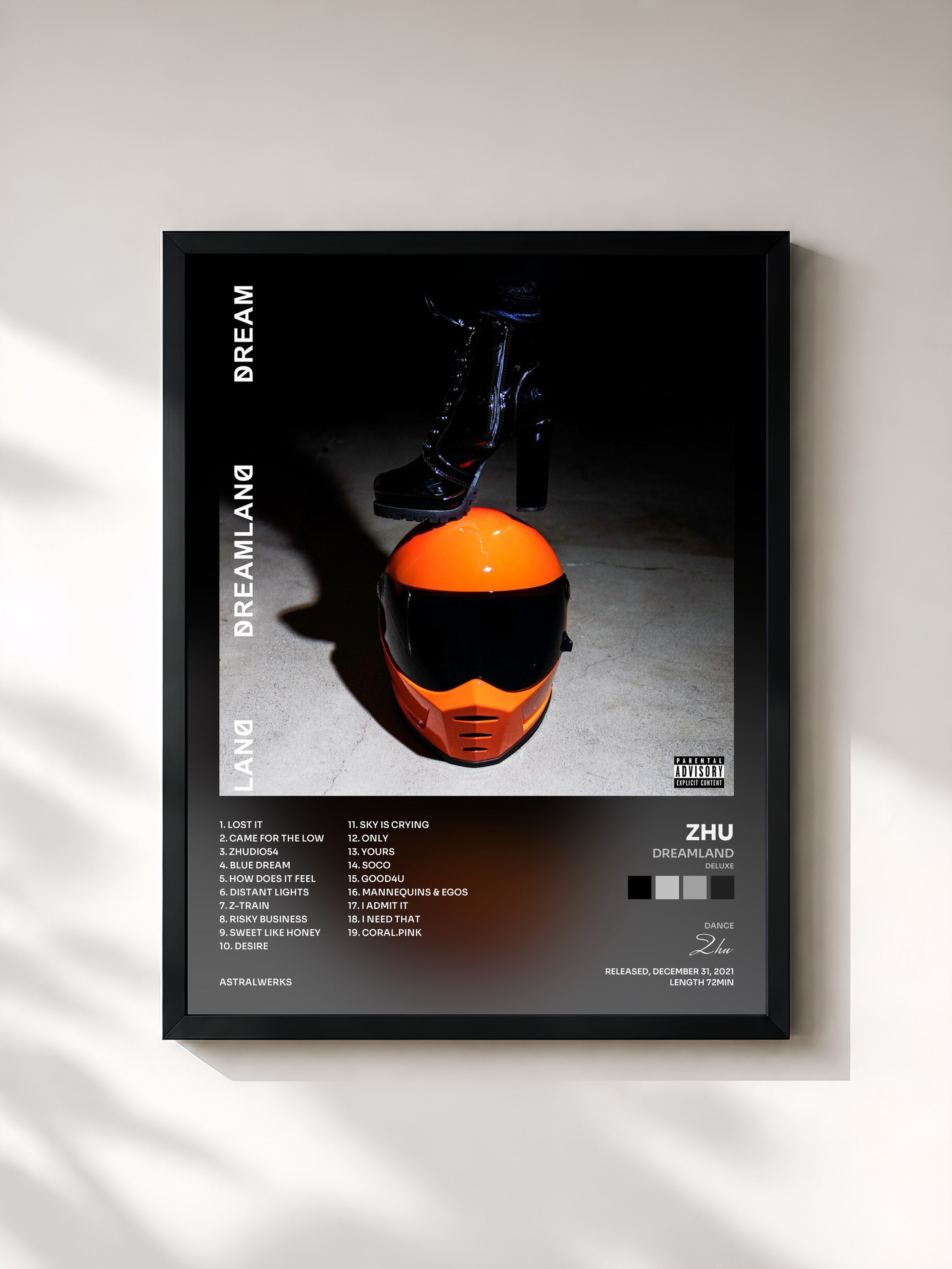 #noir Tableau de l'album DREAMLAND (DELUXE) de Zhu, cadre noir, imprimé et encadré en France