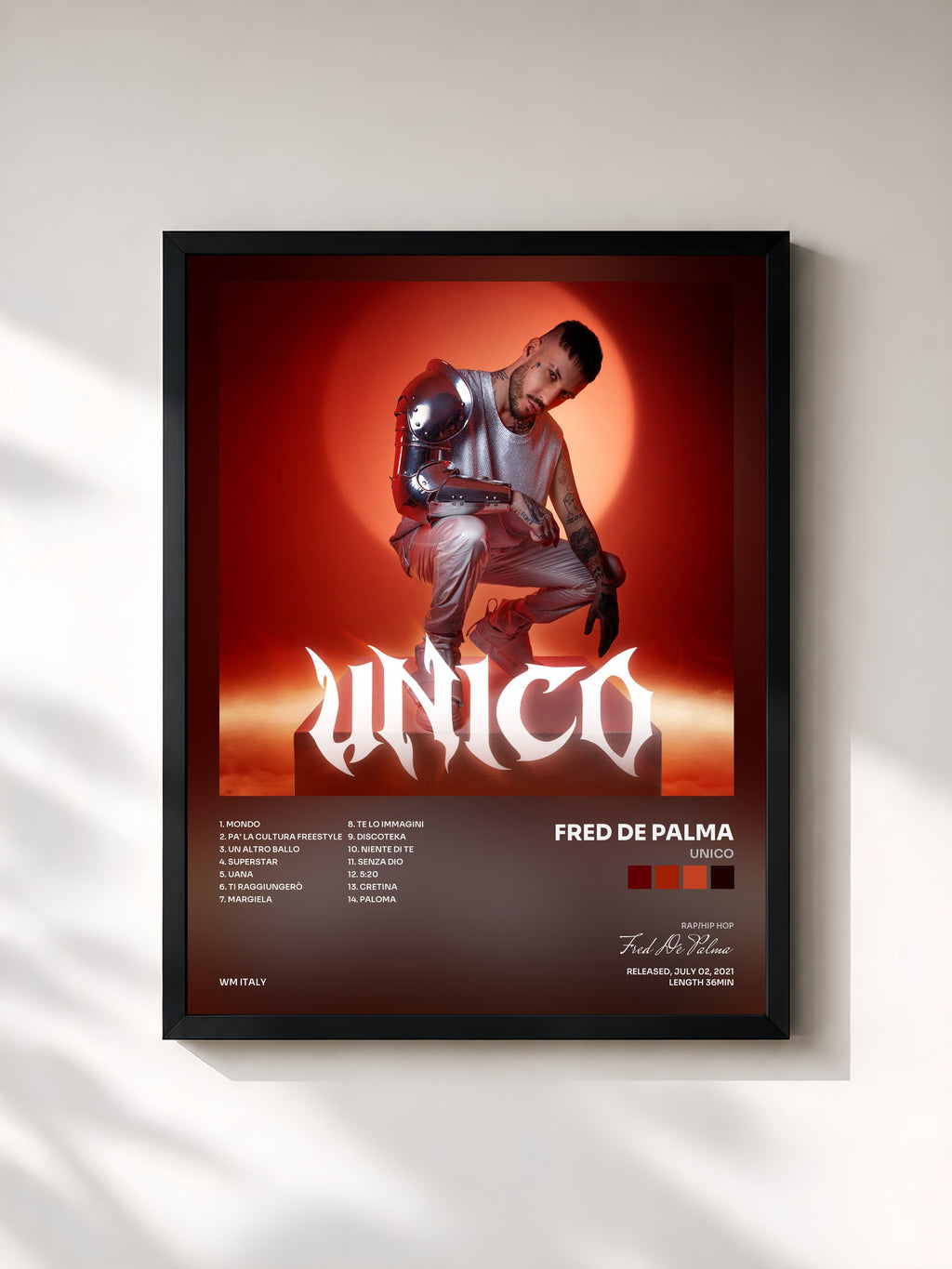#noir Tableau de l'album Unico de Fred De Palma, cadre noir, imprimé et encadré en France
