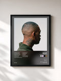 #noir Tableau de l'album 100% Publishing de Wiley, cadre noir, imprimé et encadré en France