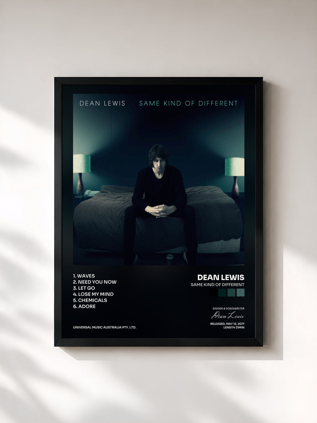 #noir Tableau de l'album Same Kind Of Different de Dean Lewis, cadre noir, imprimé et encadré en France