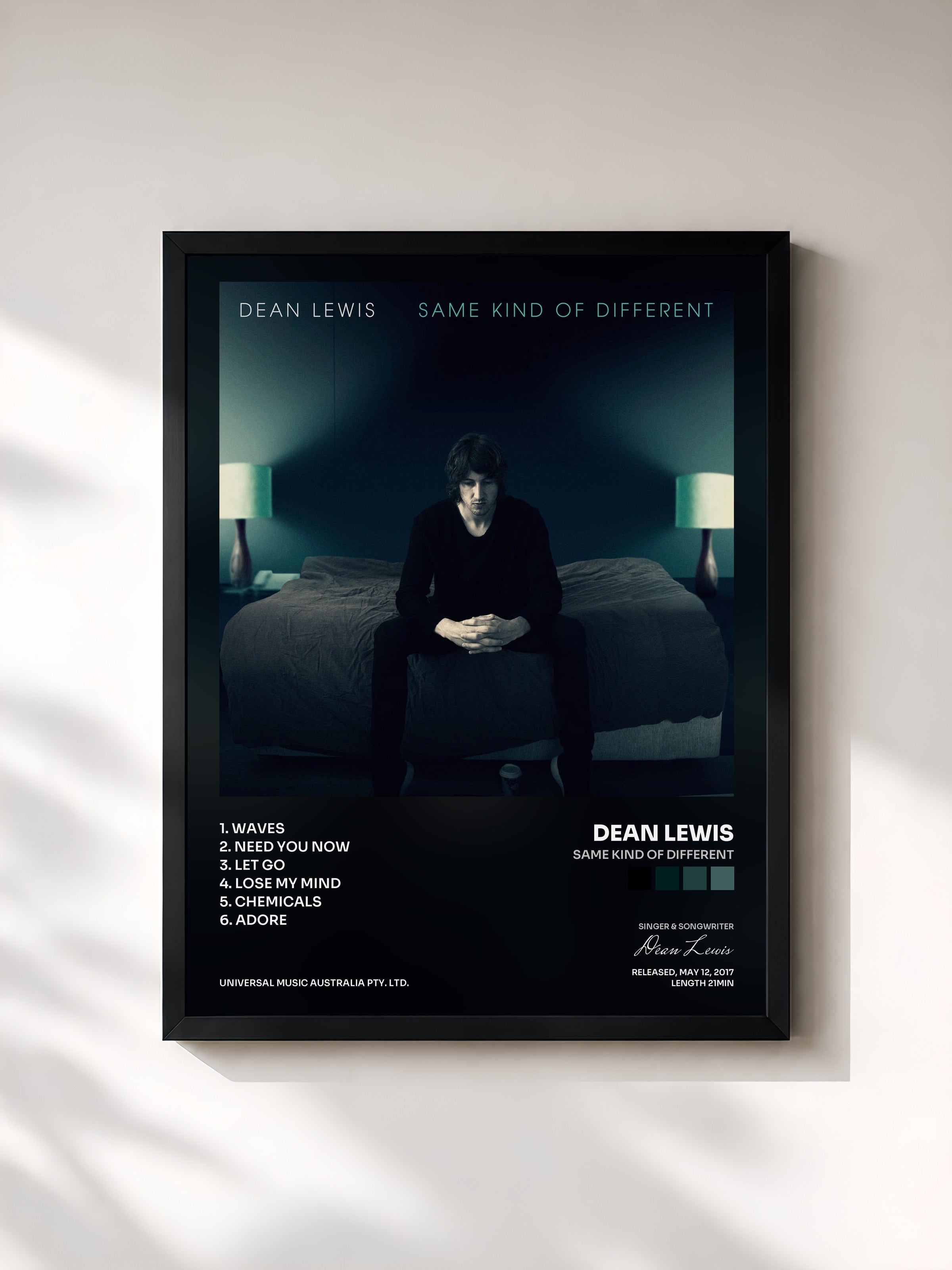 #noir Tableau de l'album Same Kind Of Different de Dean Lewis, cadre noir, imprimé et encadré en France