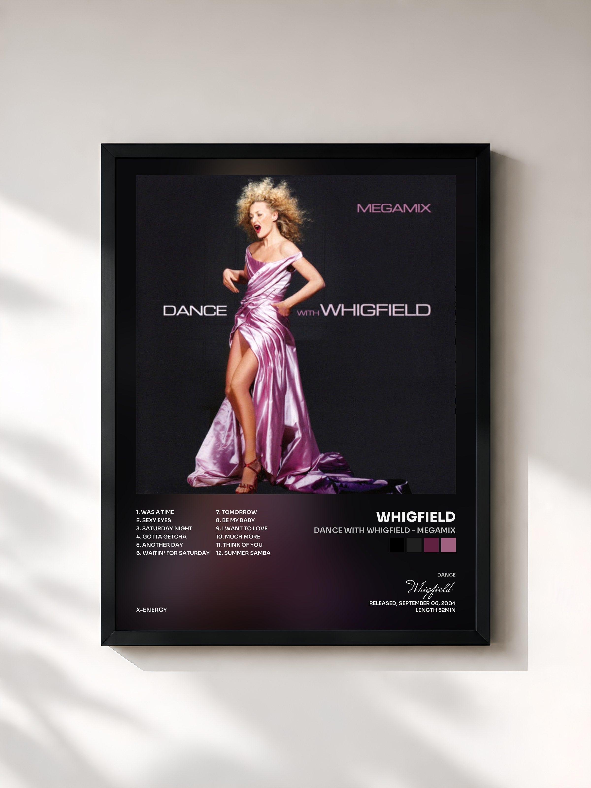 #noir Tableau de l'album Dance with Whigfield - Megamix de Whigfield, cadre noir, imprimé et encadré en France