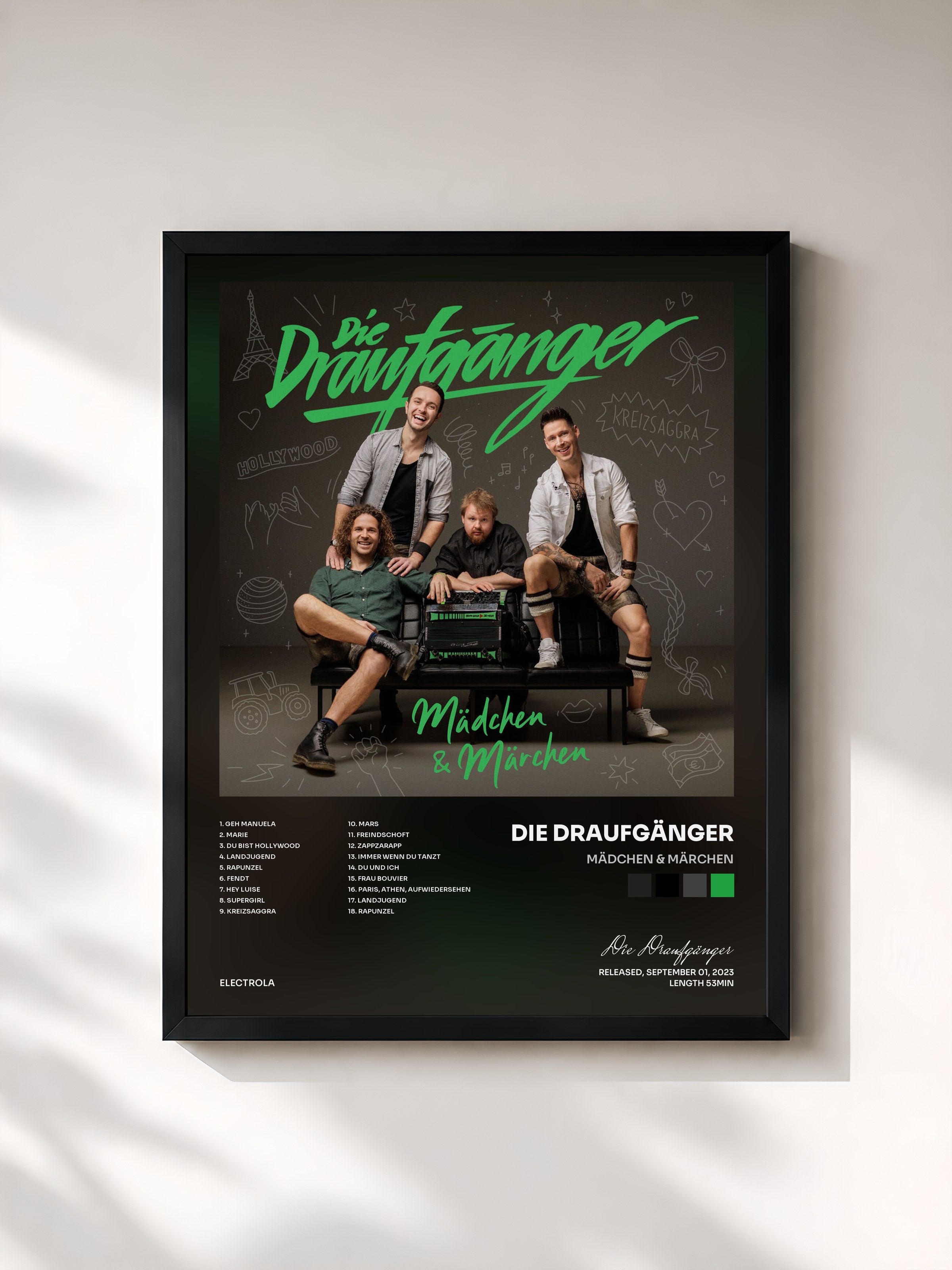 #noir Tableau de l'album Mädchen & Märchen de Die Draufgänger, cadre noir, imprimé et encadré en France