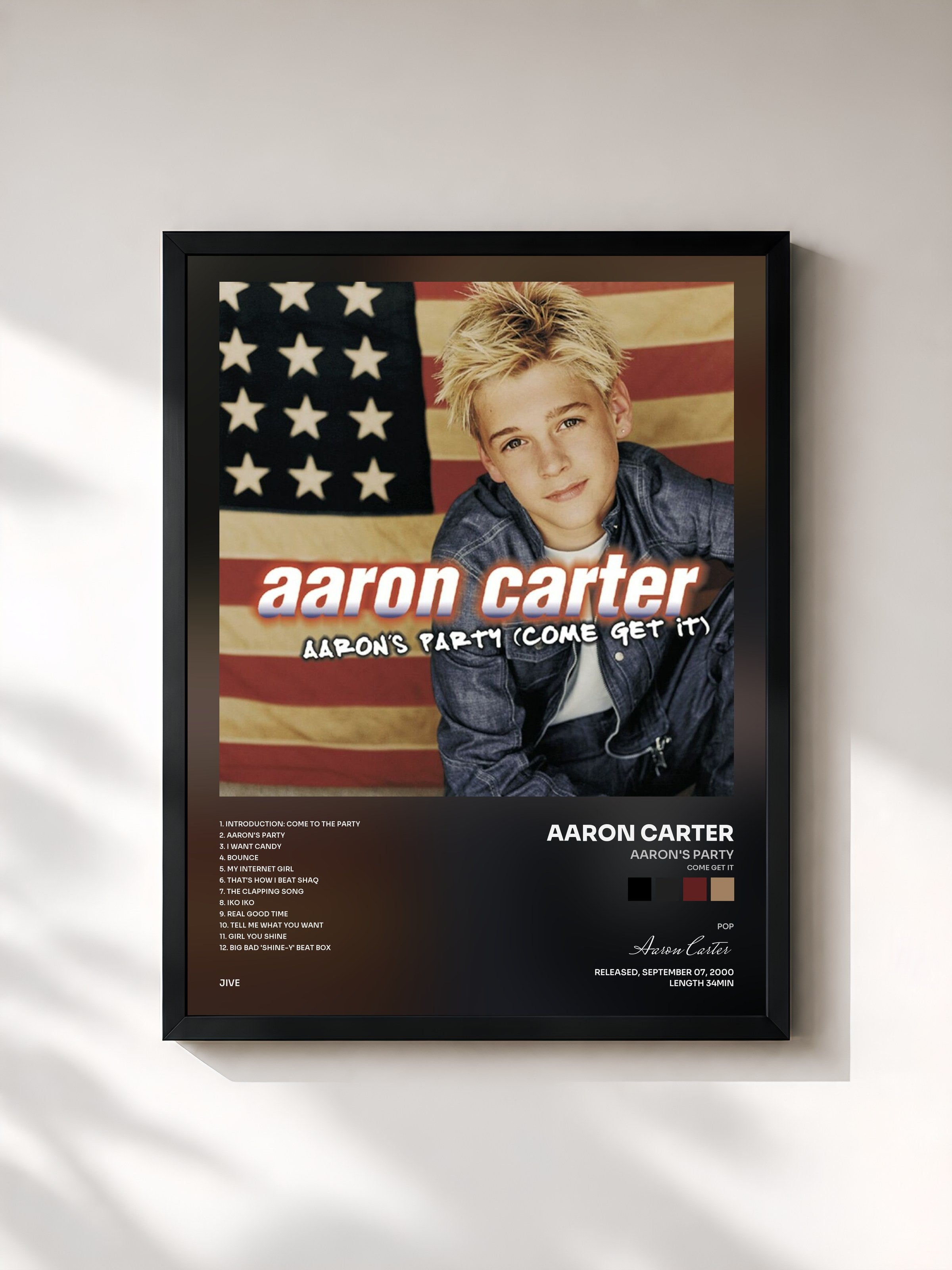 #noir Tableau de l'album Aaron's Party (Come Get It) de Aaron Carter, cadre noir, imprimé et encadré en France
