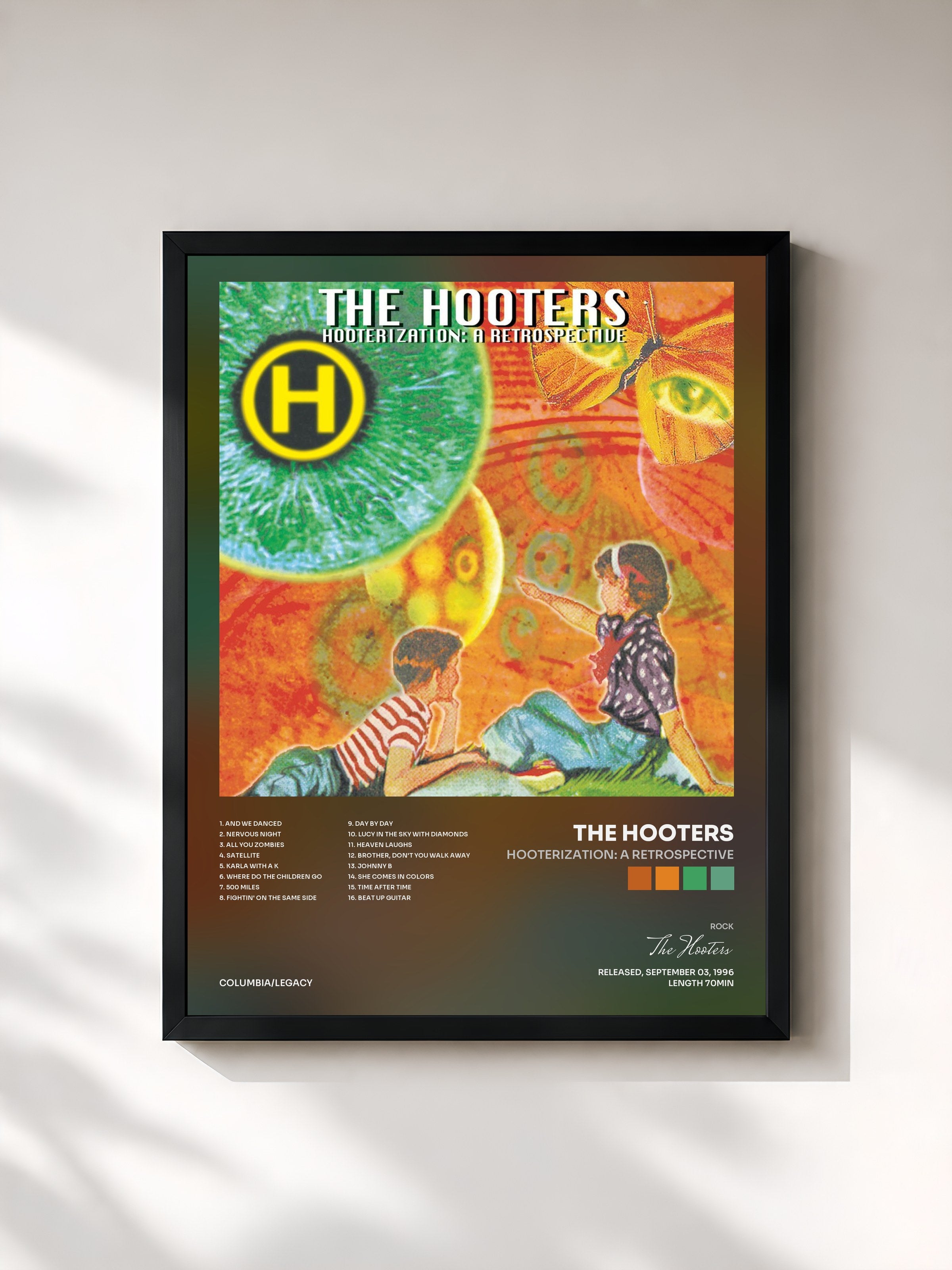 #noir Tableau de l'album Hooterization: A Retrospective de The Hooters, cadre noir, imprimé et encadré en France