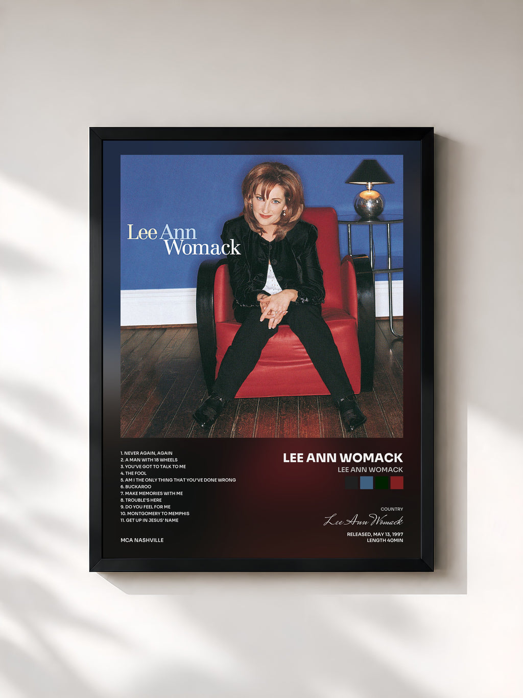 #noir Tableau de l'album Lee Ann Womack de Lee Ann Womack, cadre noir, imprimé et encadré en France
