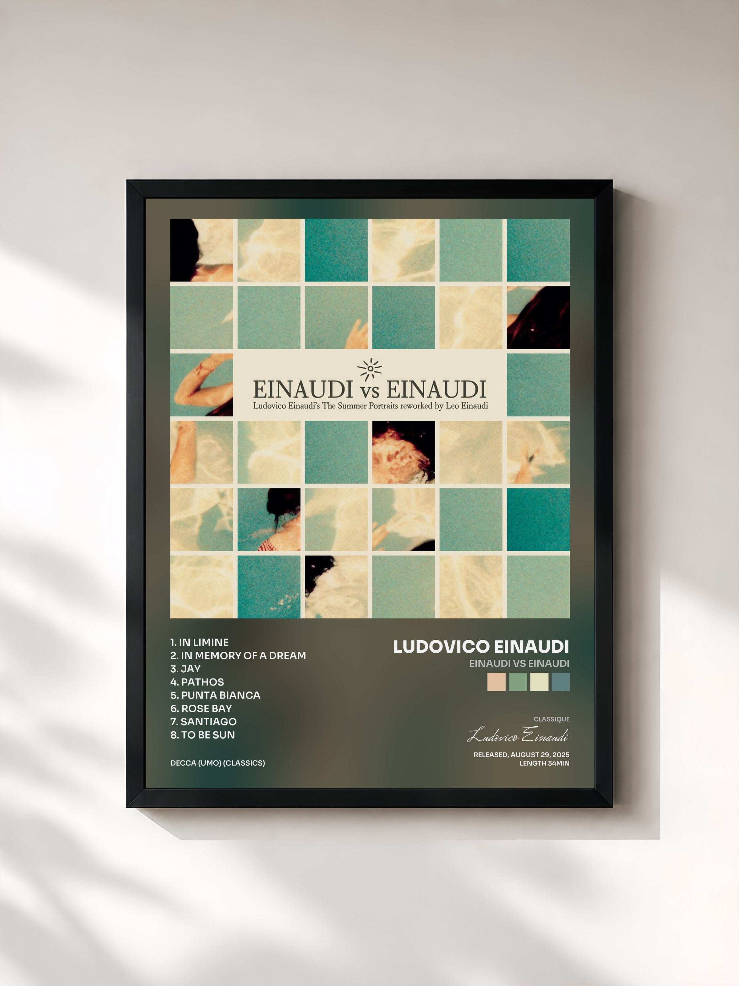 #noir Tableau de l'album Einaudi Vs Einaudi de Ludovico Einaudi, cadre noir, imprimé et encadré en France
