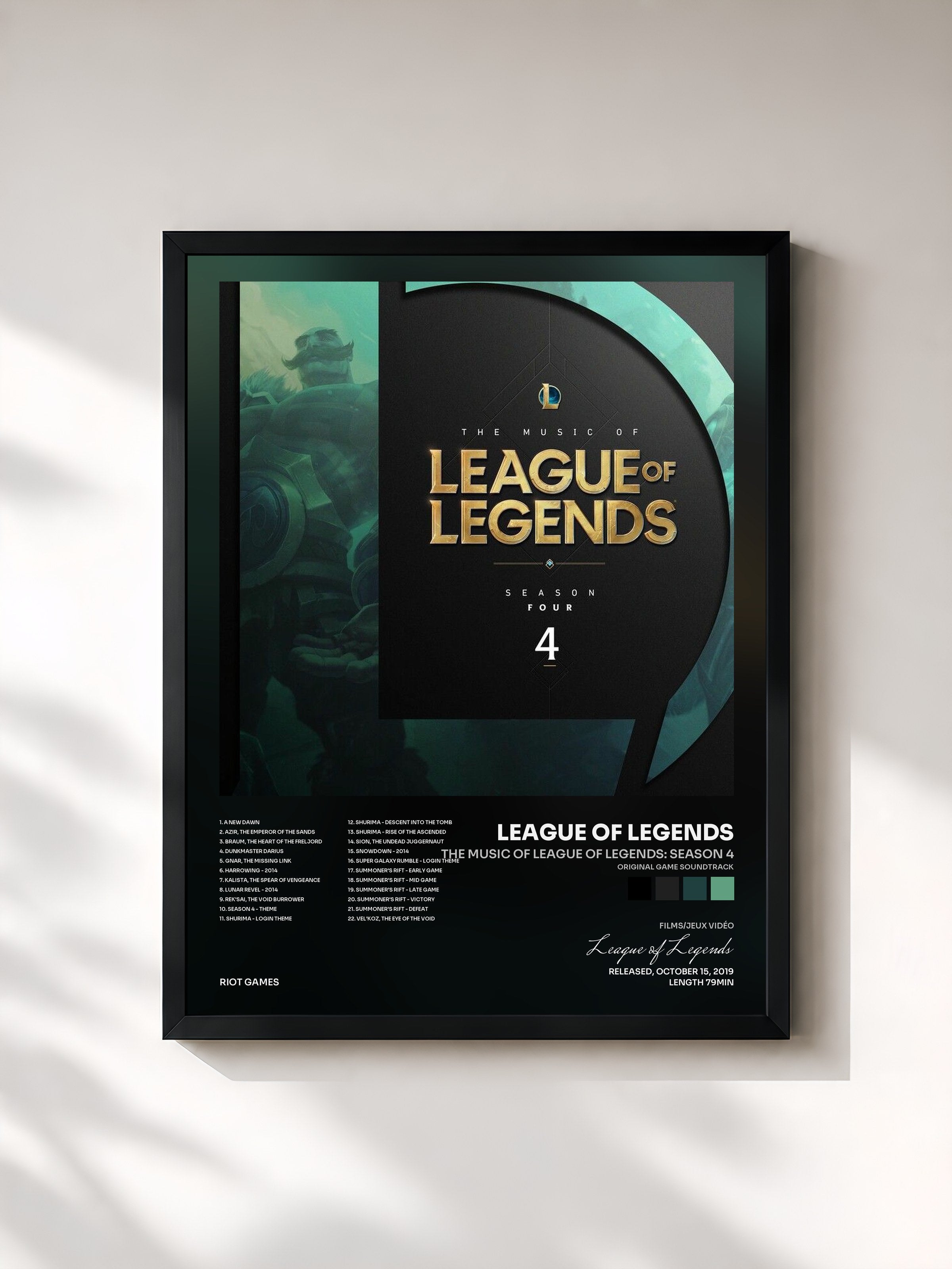 #noir Tableau de l'album The Music of League of Legends: Season 4 (Original Game Soundtrack) de League of Legends, cadre noir, imprimé et encadré en France