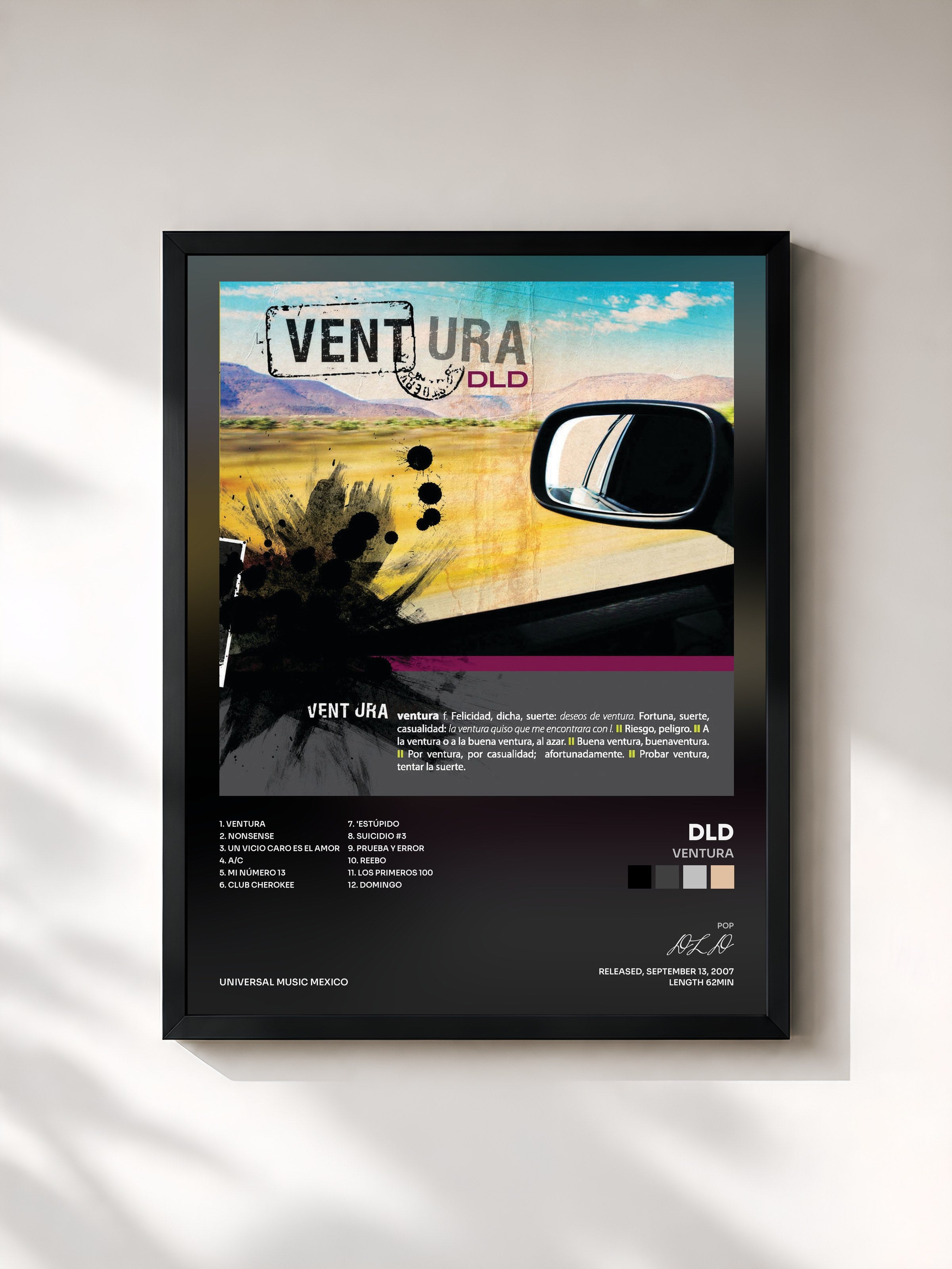 #noir Tableau de l'album Ventura de DLD, cadre noir, imprimé et encadré en France