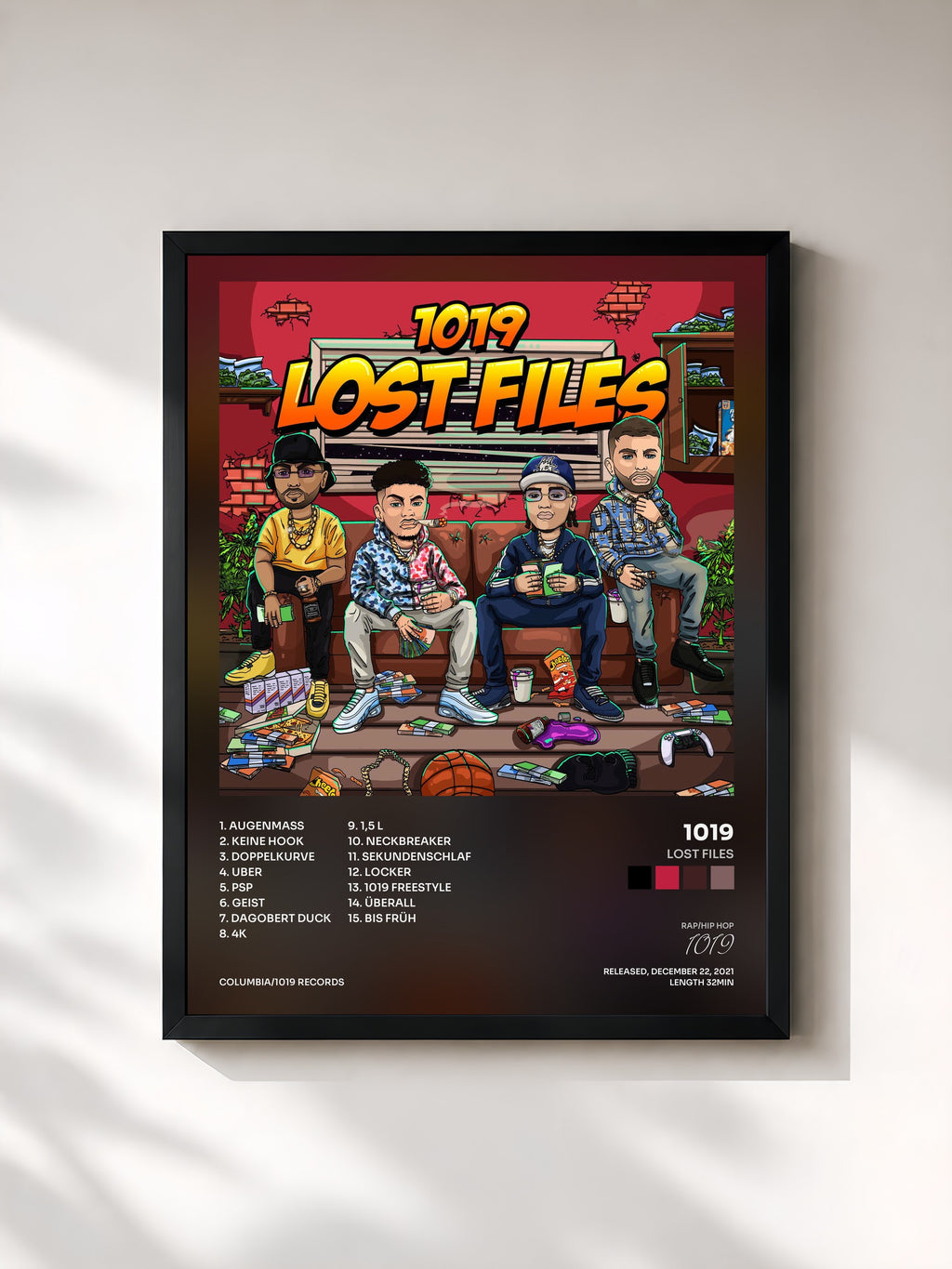 #noir Tableau de l'album LOST FILES de 1019, cadre noir, imprimé et encadré en France