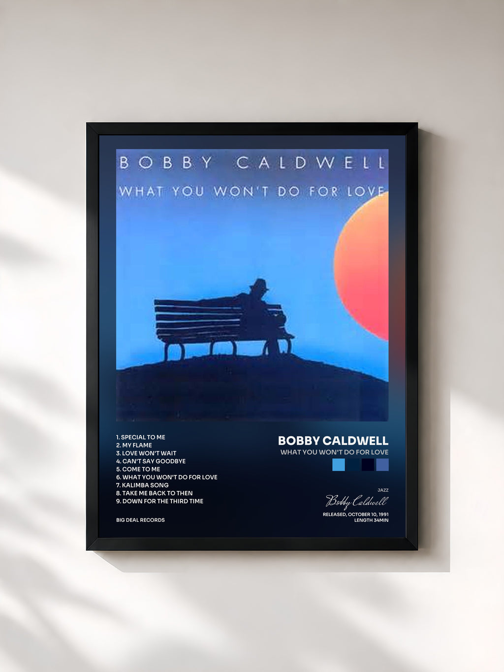 #noir What You Won't Do for Love von Bobby Caldwell als gerahmter Kunstdruck, schwarzer Rahmen, gedruckt und gerahmt in Frankreich