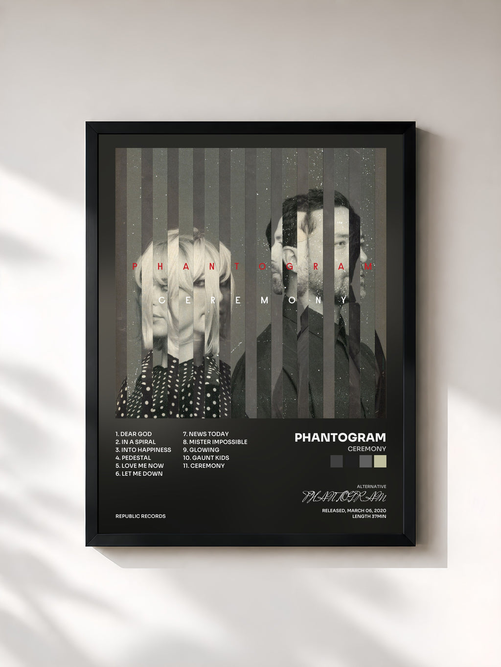 #noir Tableau de l'album Ceremony de PHANTOGRAM, cadre noir, imprimé et encadré en France