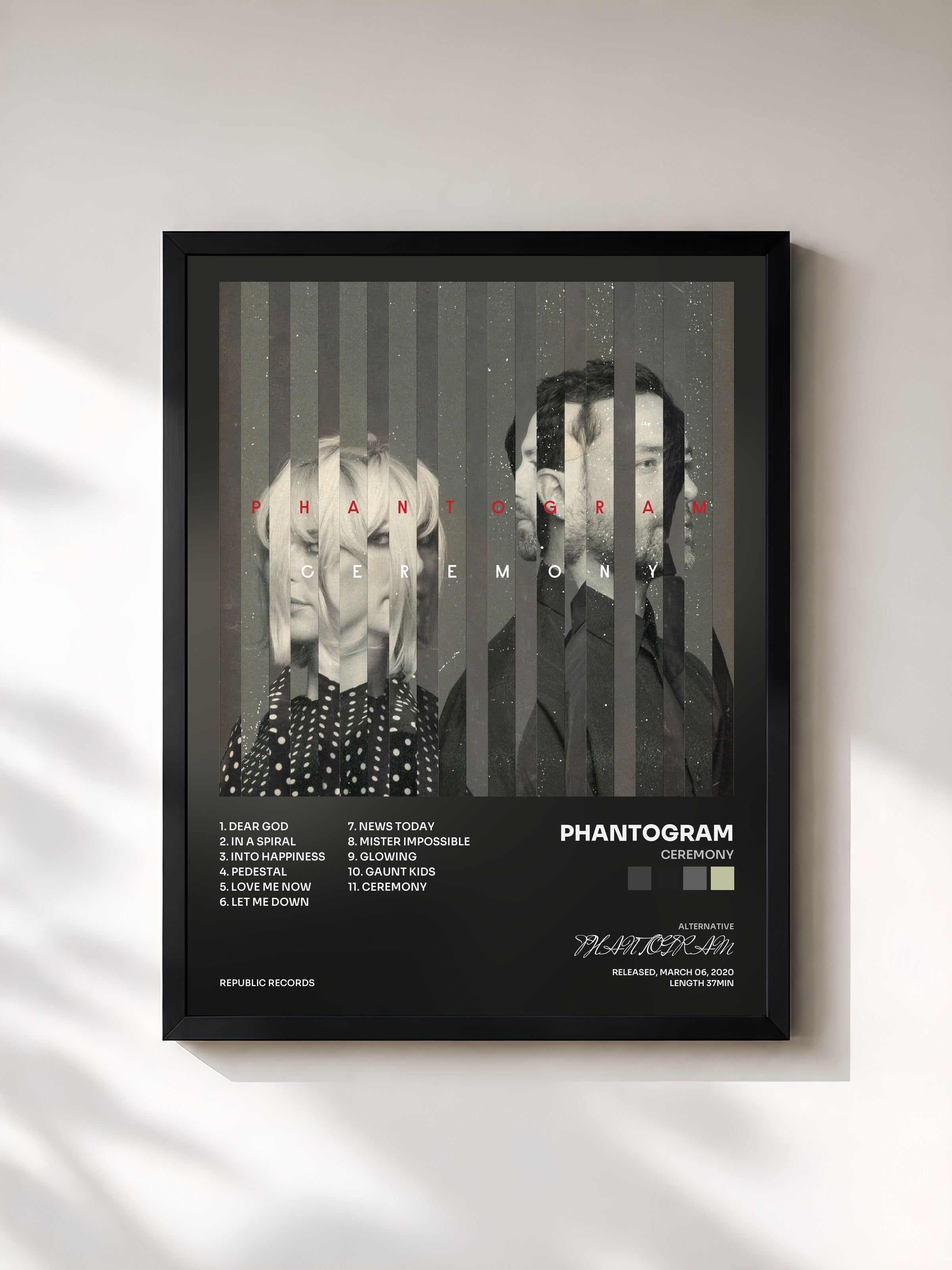 #noir Tableau de l'album Ceremony de PHANTOGRAM, cadre noir, imprimé et encadré en France
