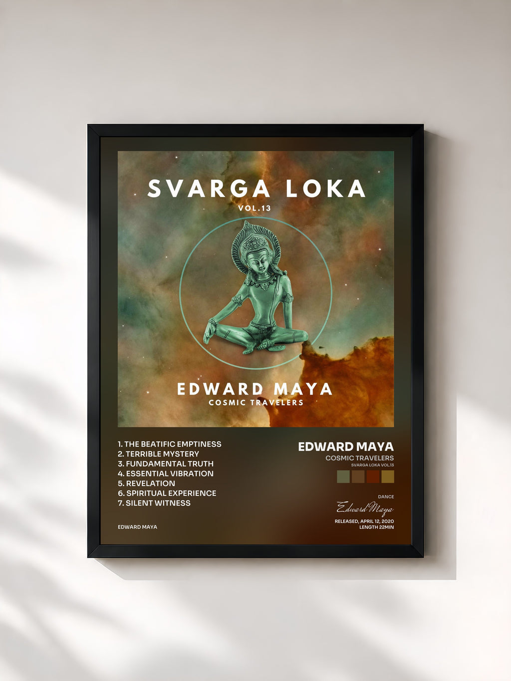 #noir Cosmic Travelers (Svarga Loka Vol.13) di Edward Maya in stampa incorniciata, cornice nera, stampata e incorniciata in Francia