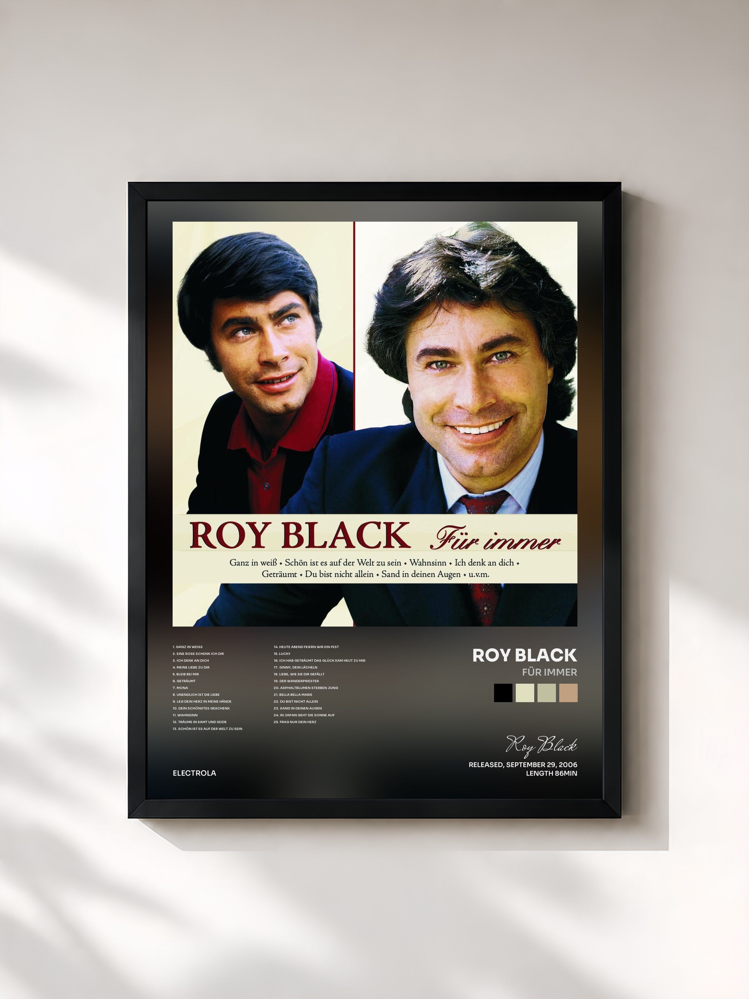 #noir Tableau de l'album Für immer de Roy Black, cadre noir, imprimé et encadré en France