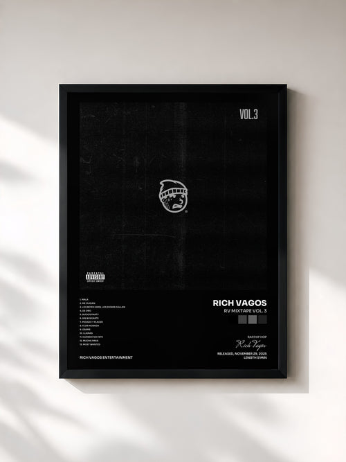 Rich Vagos · RV Mixtape Vol. 3 — Affiche encadrée