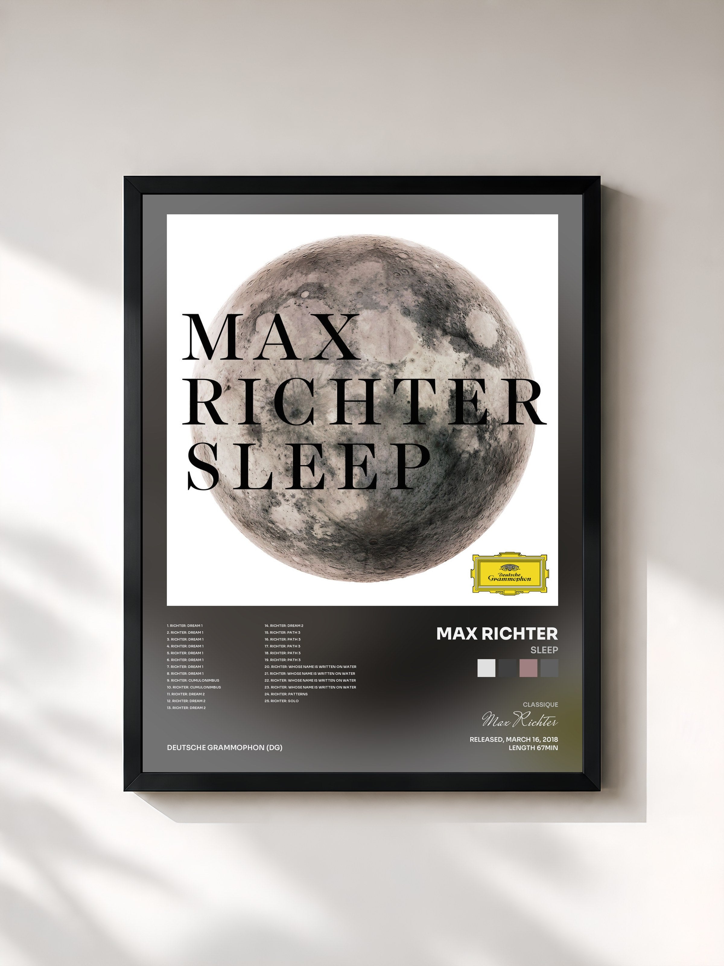 #noir Tableau de l'album Sleep de Max Richter, cadre noir, imprimé et encadré en France
