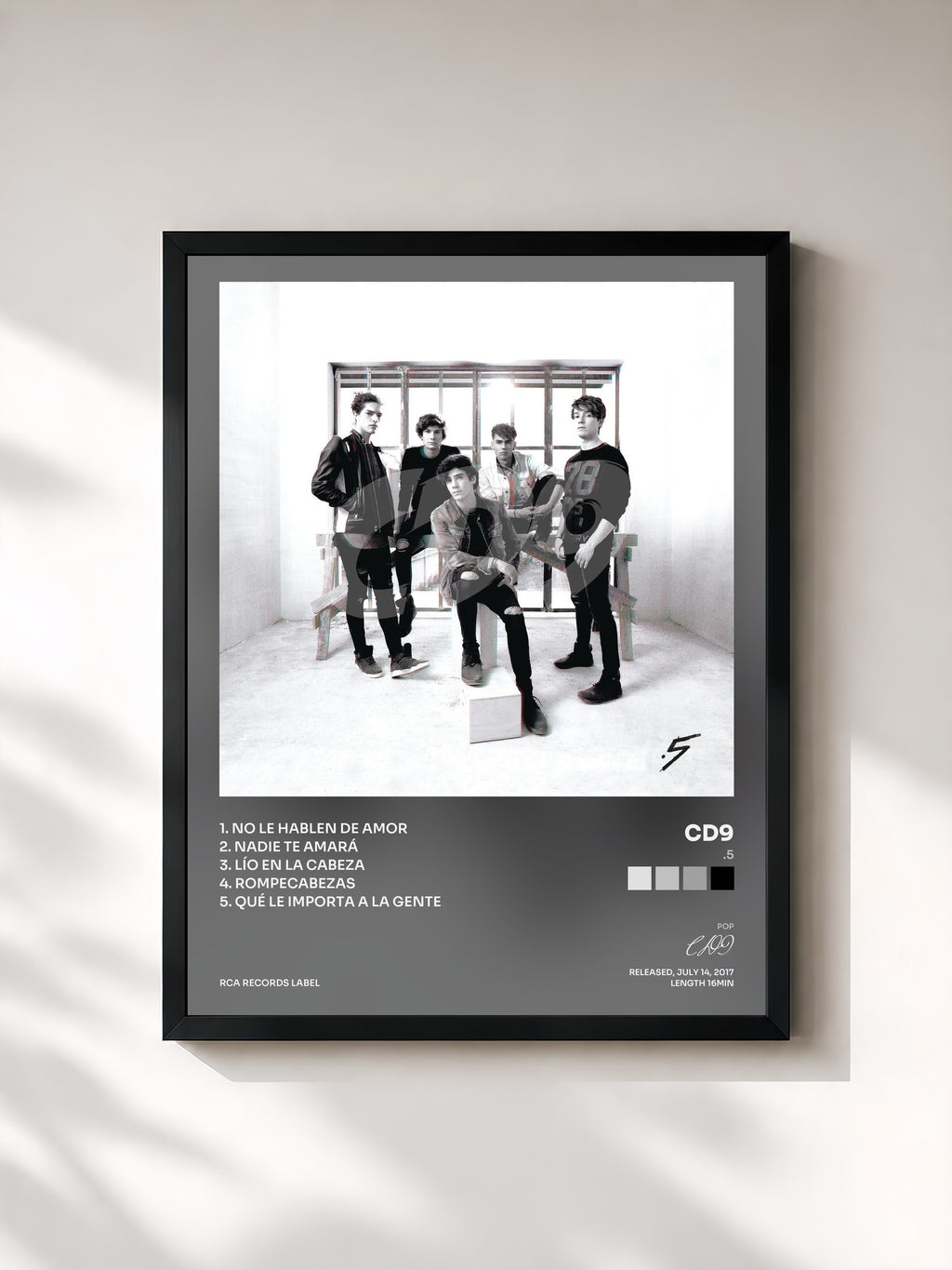 #noir Tableau de l'album .5 de CD9, cadre noir, imprimé et encadré en France