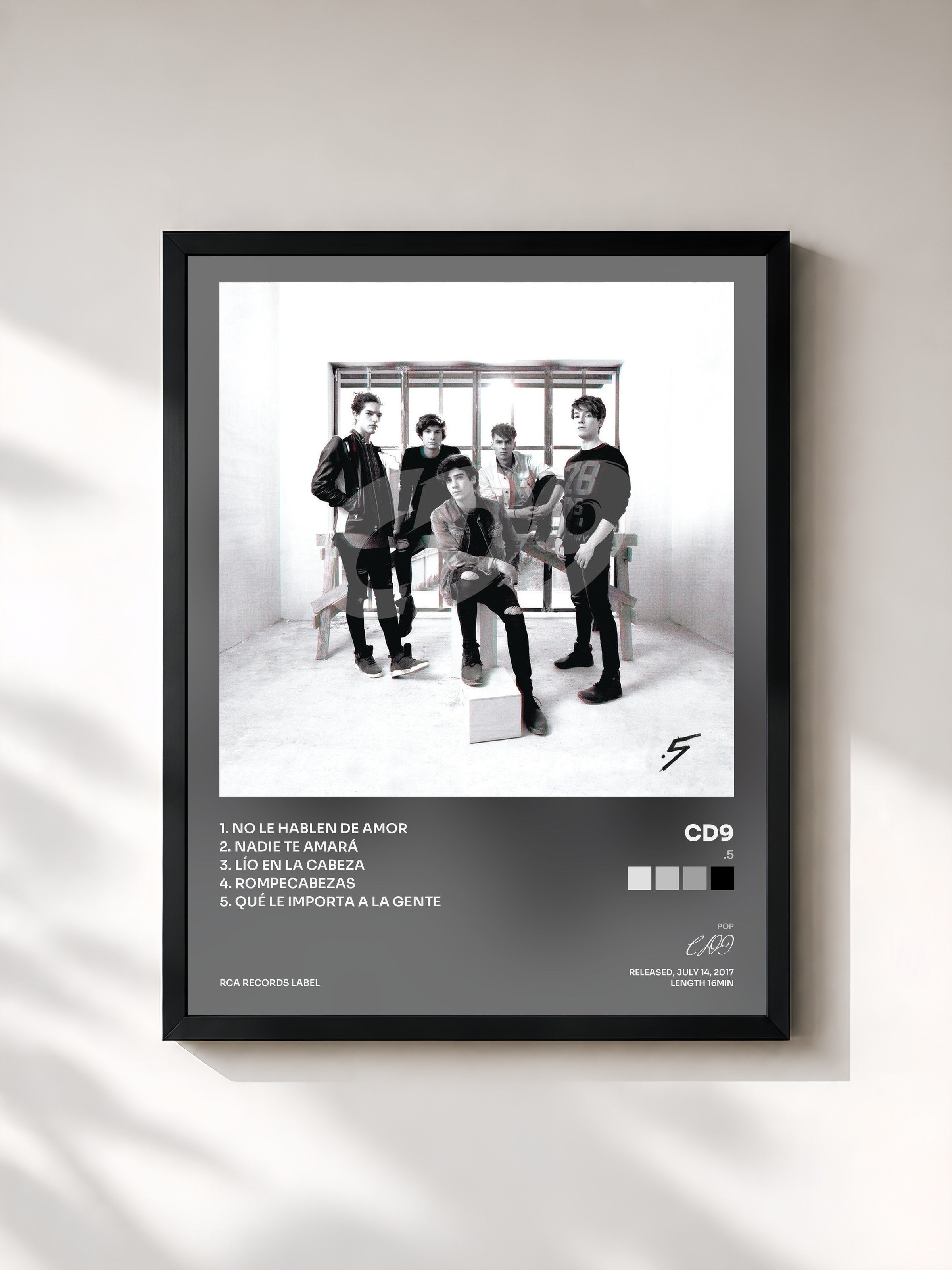 #noir Tableau de l'album .5 de CD9, cadre noir, imprimé et encadré en France