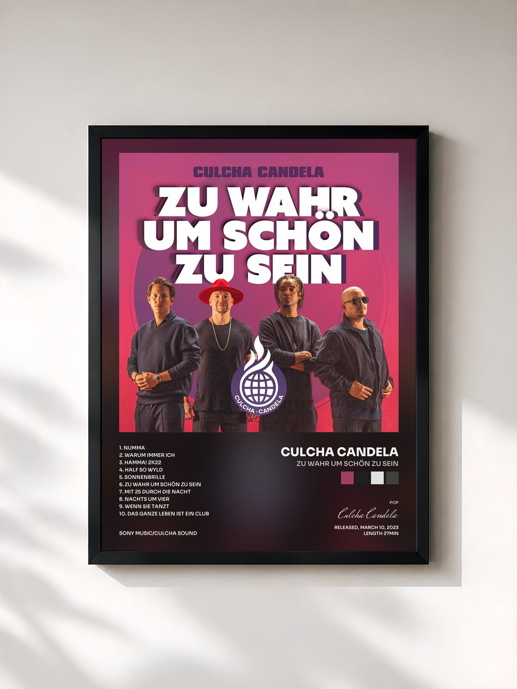 #noir Tableau de l'album Zu wahr um schön zu sein de Culcha Candela, cadre noir, imprimé et encadré en France