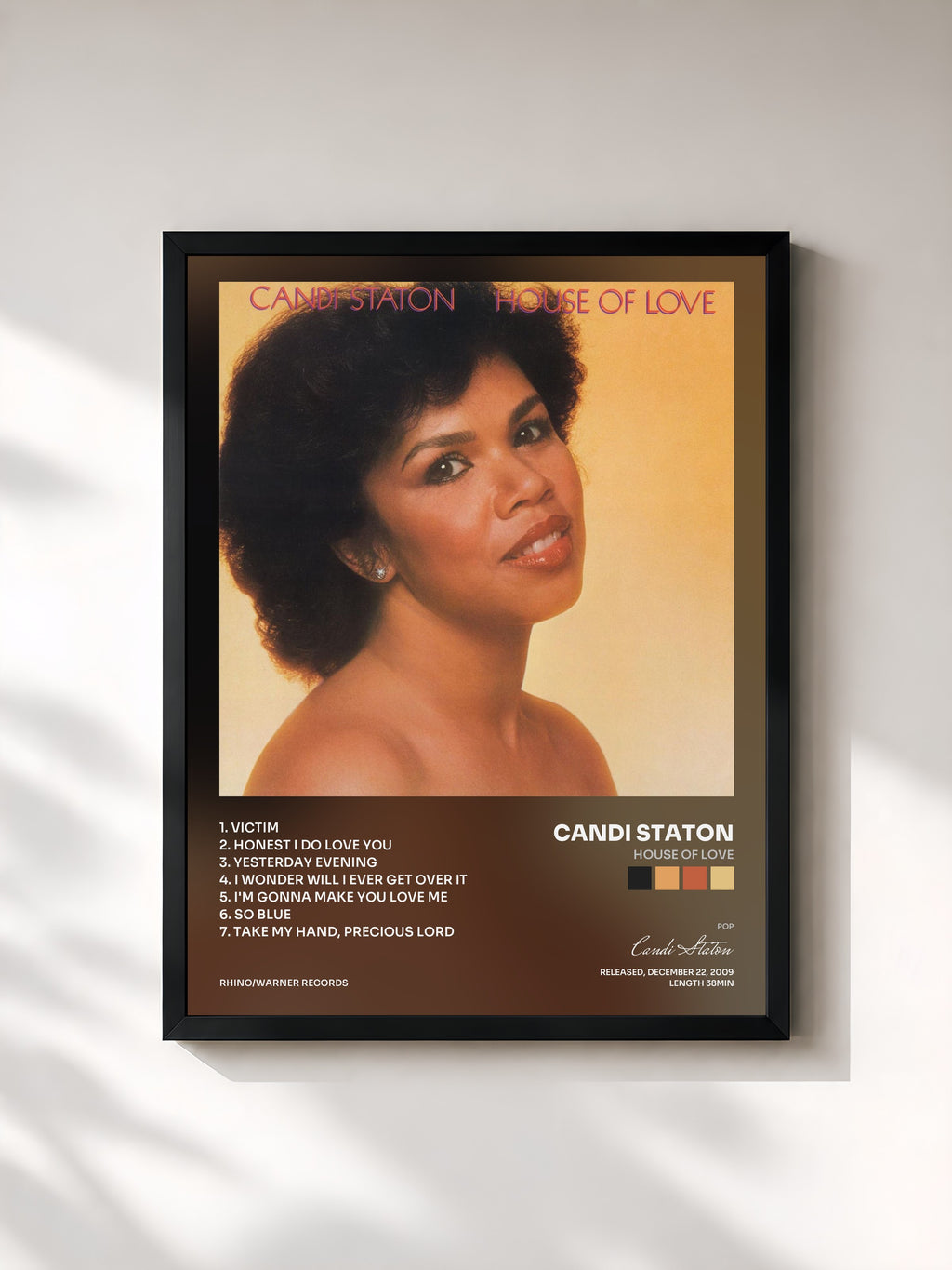 #noir Tableau de l'album House of Love de Candi Staton, cadre noir, imprimé et encadré en France