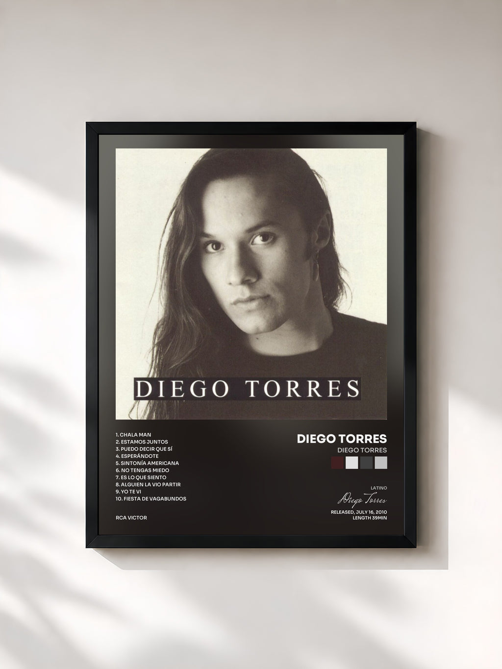 #noir Tableau de l'album Diego Torres de Diego Torres, cadre noir, imprimé et encadré en France