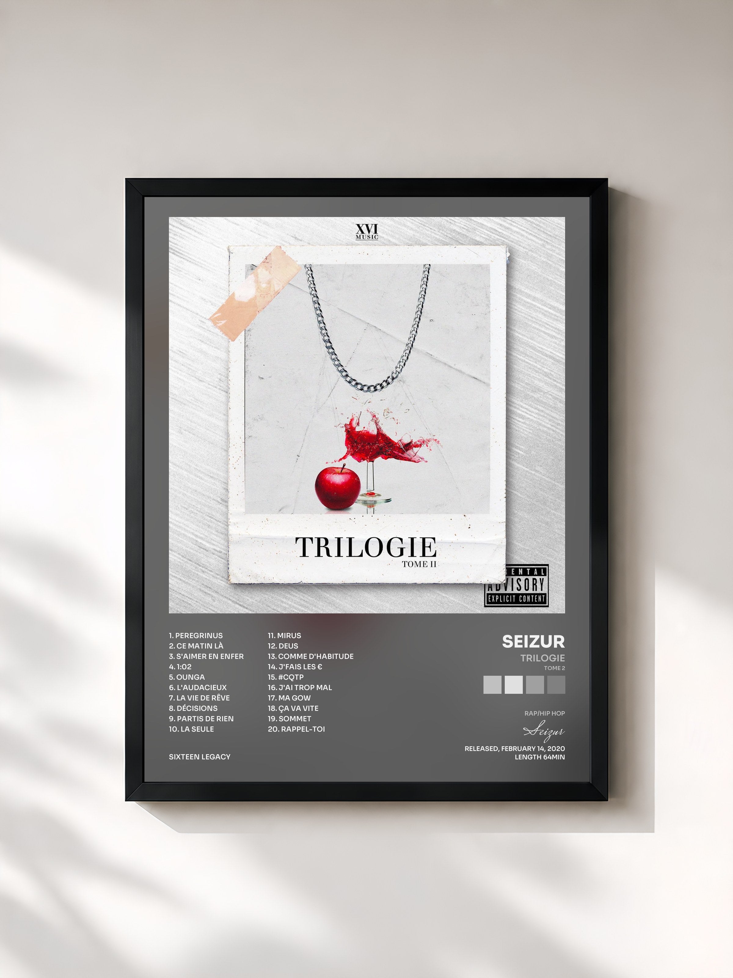 #noir Tableau de l'album Trilogie (Tome 2) de Seizur, cadre noir, imprimé et encadré en France